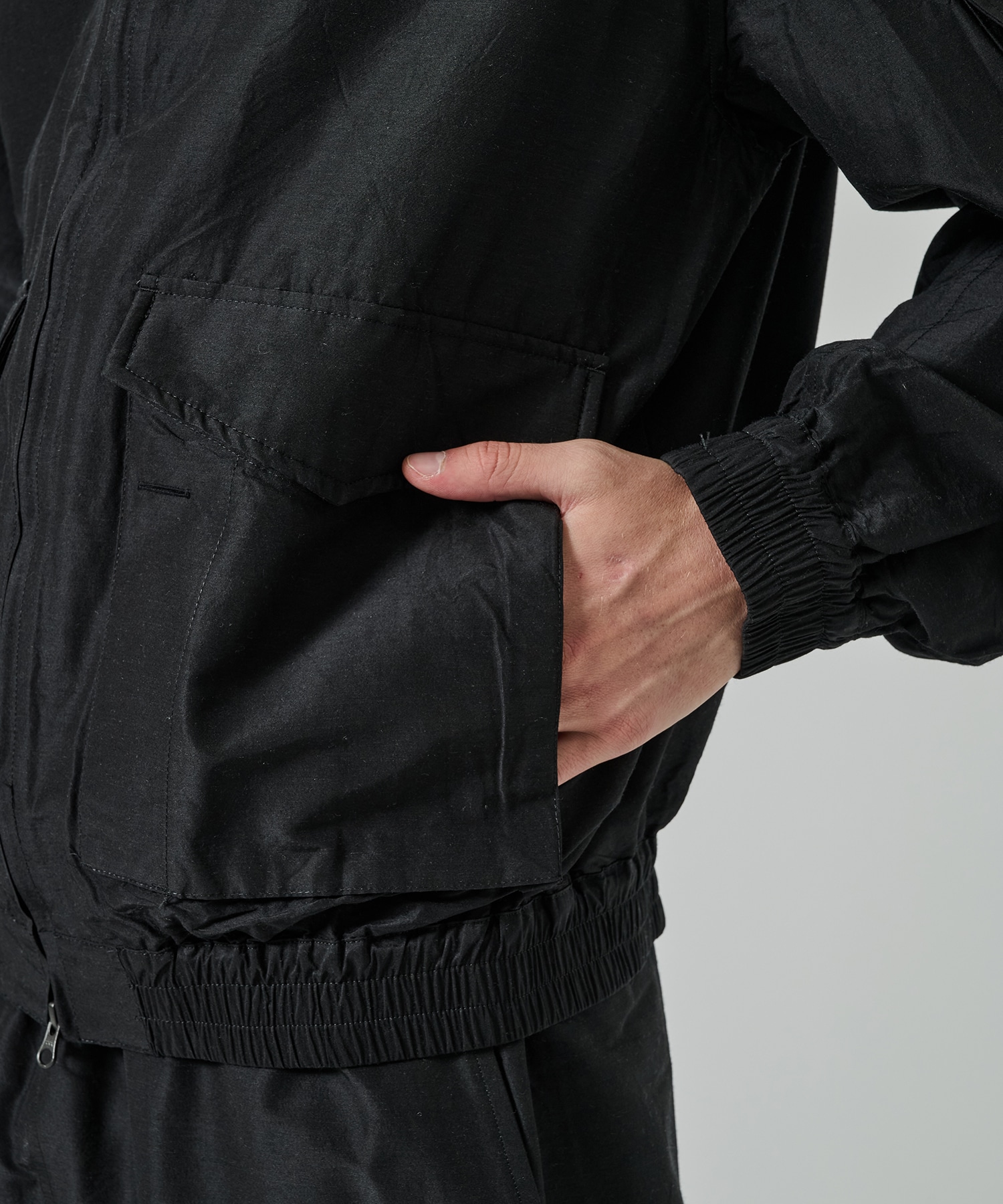 ウールシルク高密度タイプライター / フライトジャケット, Chambray Black MARKAWARE/marka