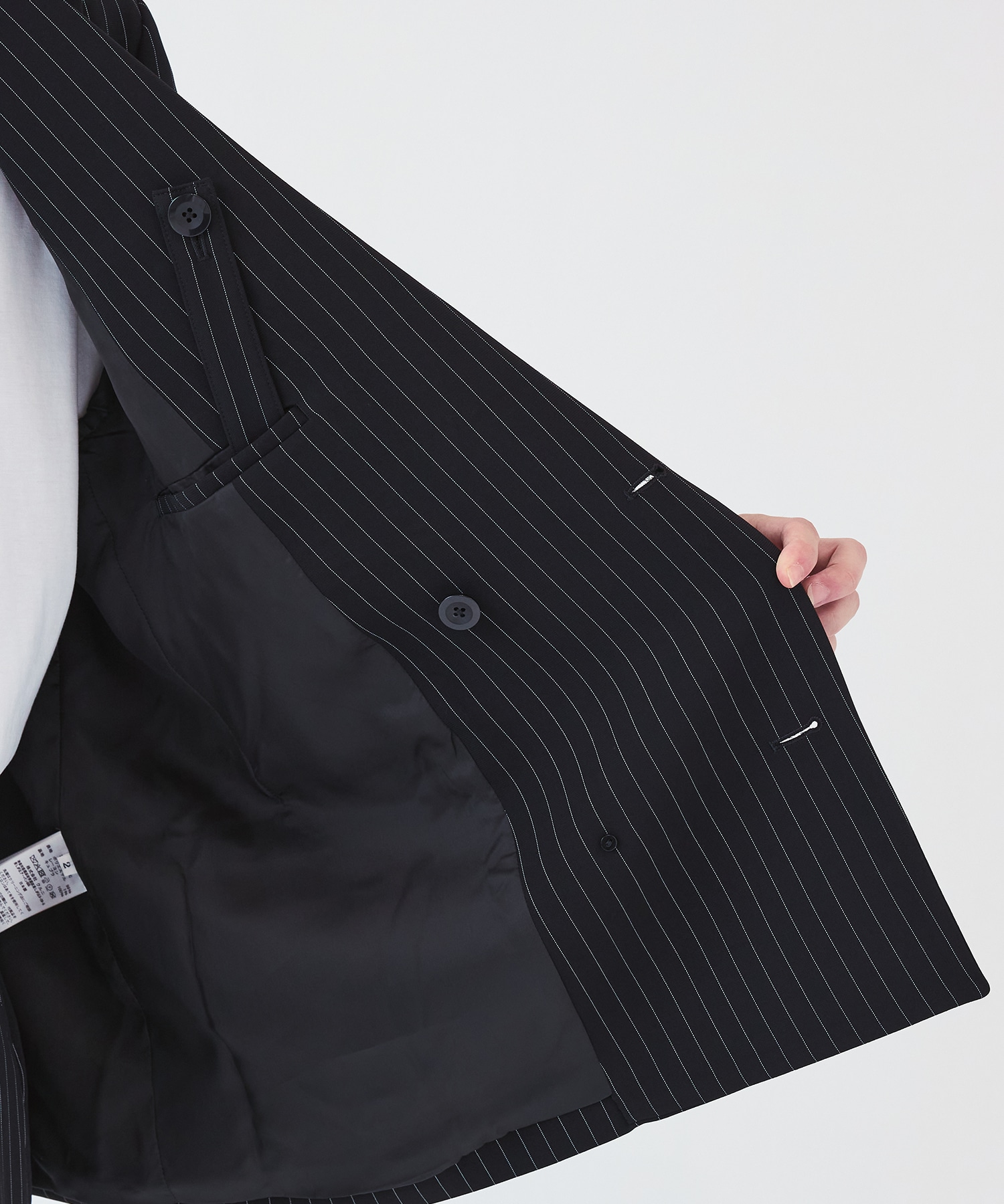 Stripe Double Cloth Slant Belt Tailored Jacket CULLNI