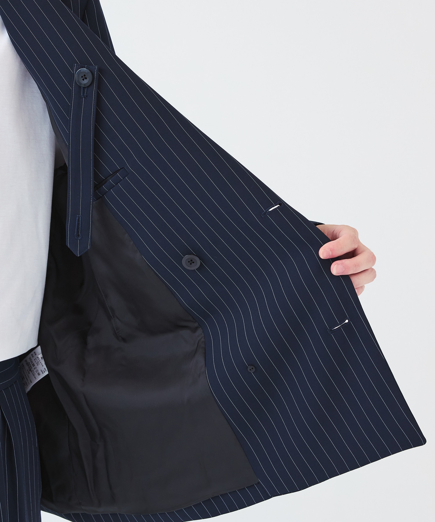 Stripe Double Cloth Slant Belt Tailored Jacket CULLNI