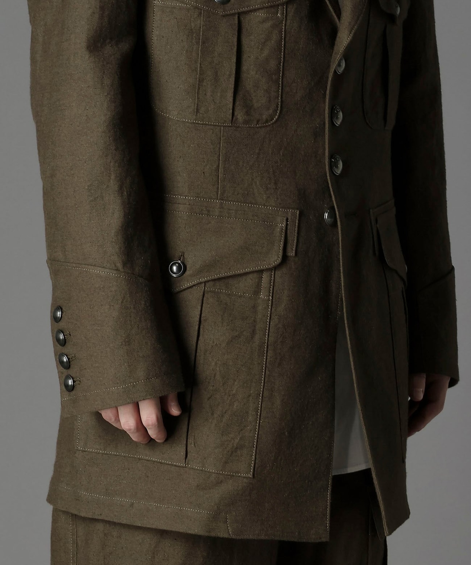 COTTON FLAX MOLESKIN BC BENTZ MILITARY JACKET GroundY