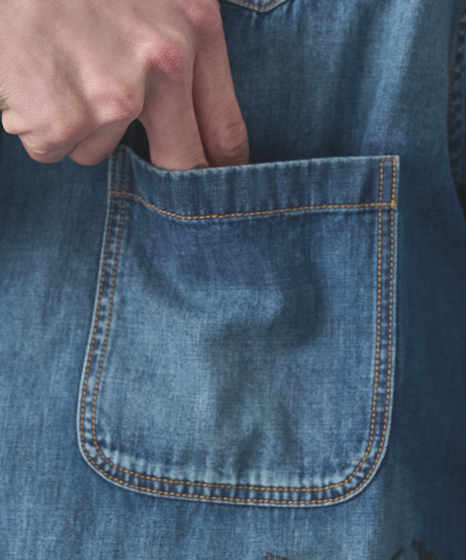 Hand-Embroidered Denim Shirt KHOKI