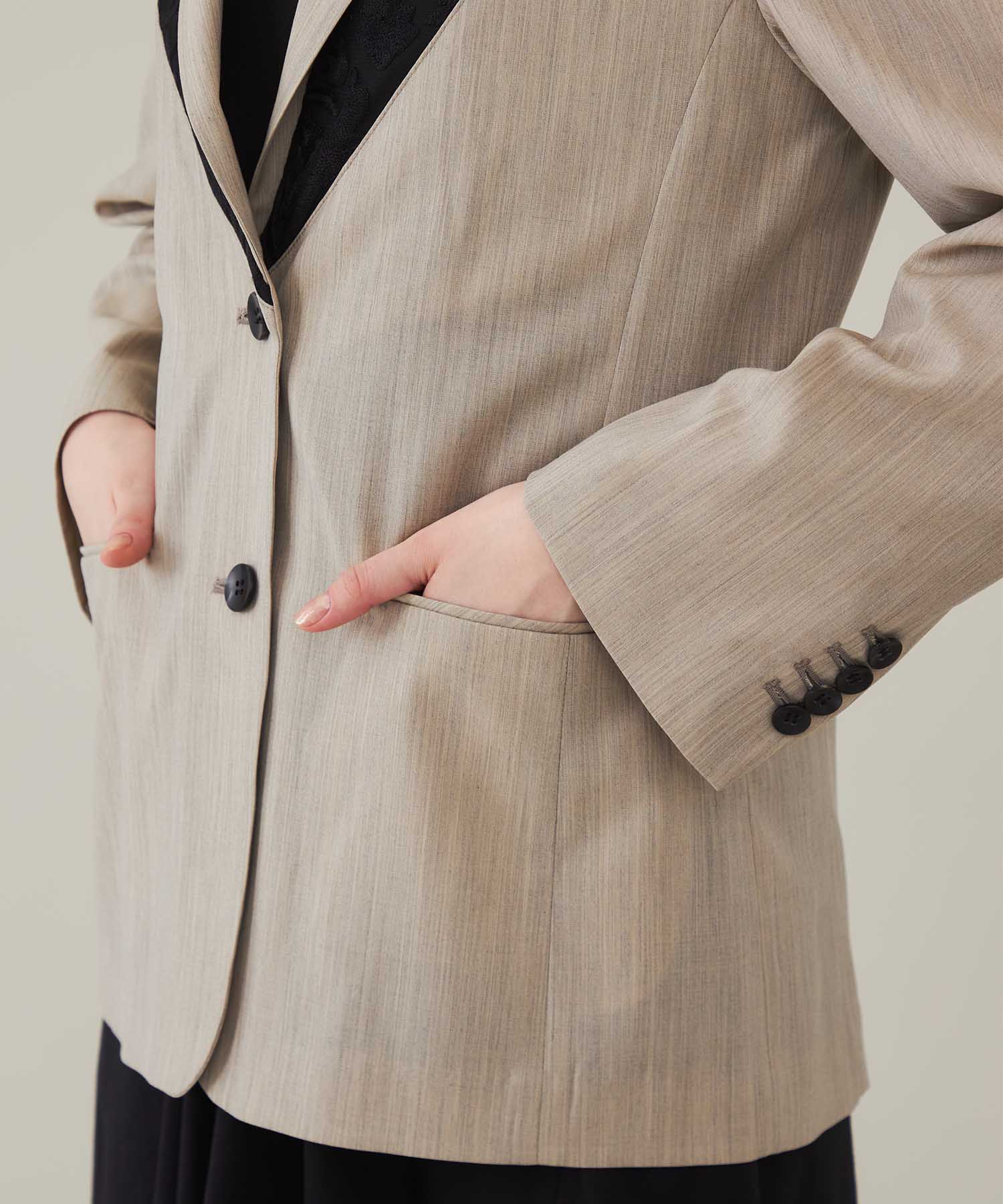 SUMMER WOOL LAYERED LAPEL JACKET CINOH