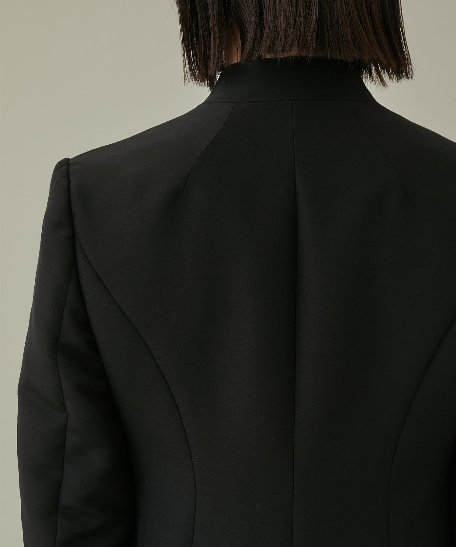 Silk Wool Double Stand Collar Jacket(1 BLACK): Mame Kurogouchi