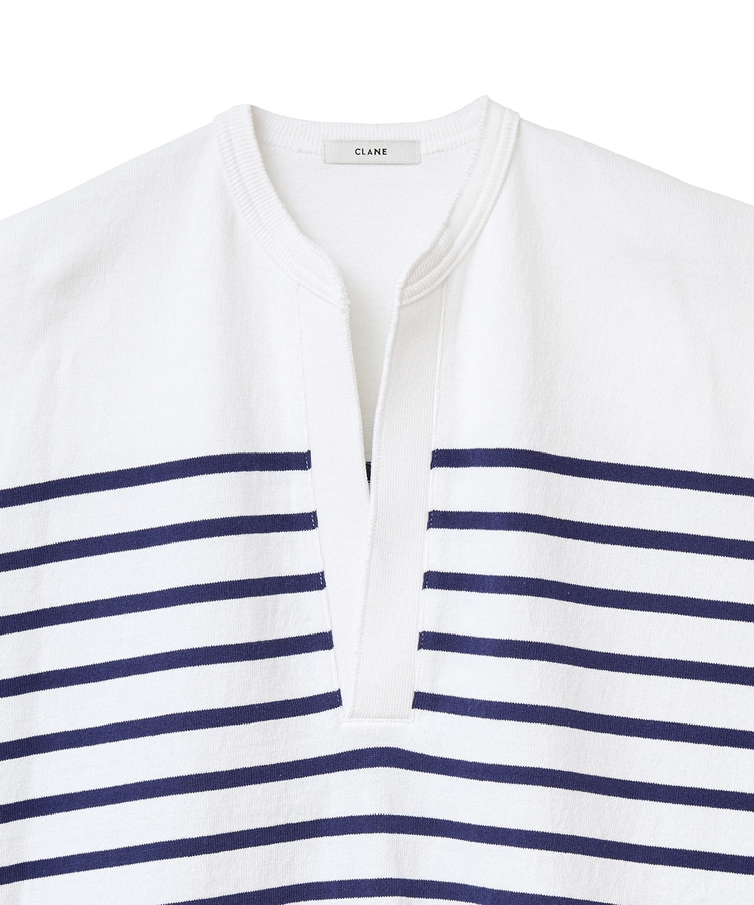 WIDE HENLEY NECK N/S BORDER TOPS(1 WHITE): CLANE: WOMENS