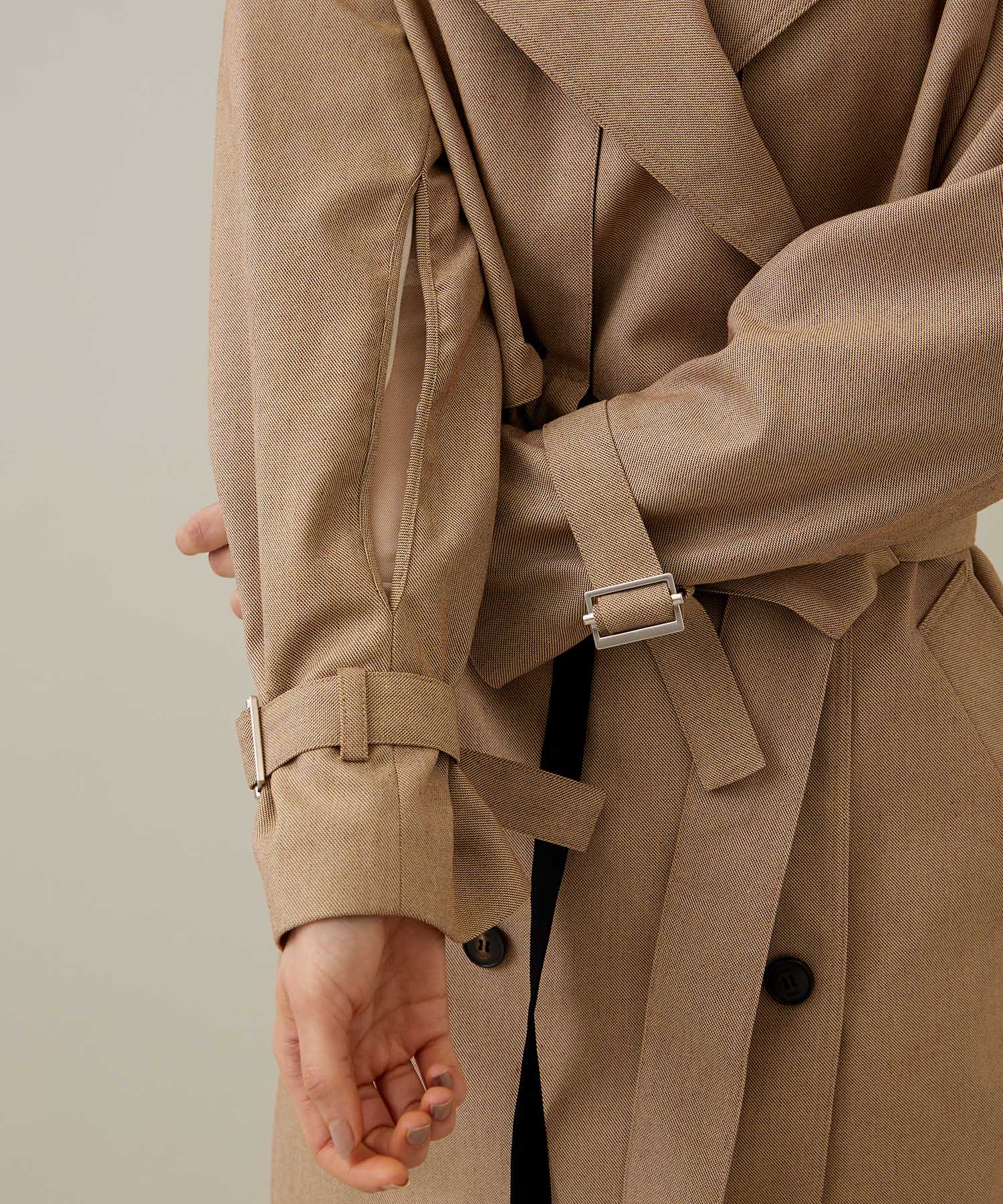 COMBINATION LONG TRENCH COAT(36 BEIGE): IHNN: WOMENS｜ STUDIOUS