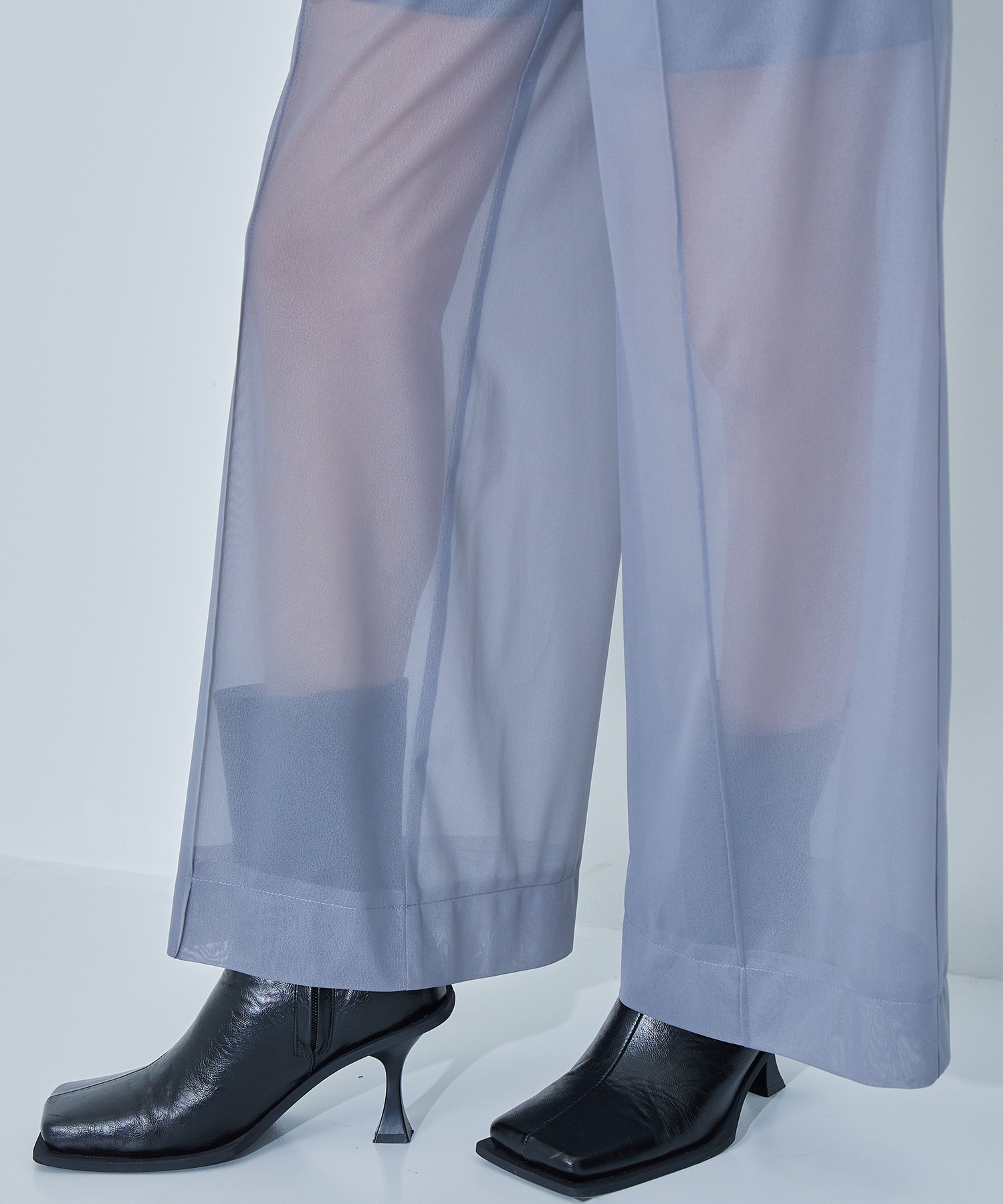 Leather Like Sheer Pants(1 GREY): STUDIOUS: WOMENS｜ STUDIOUS 