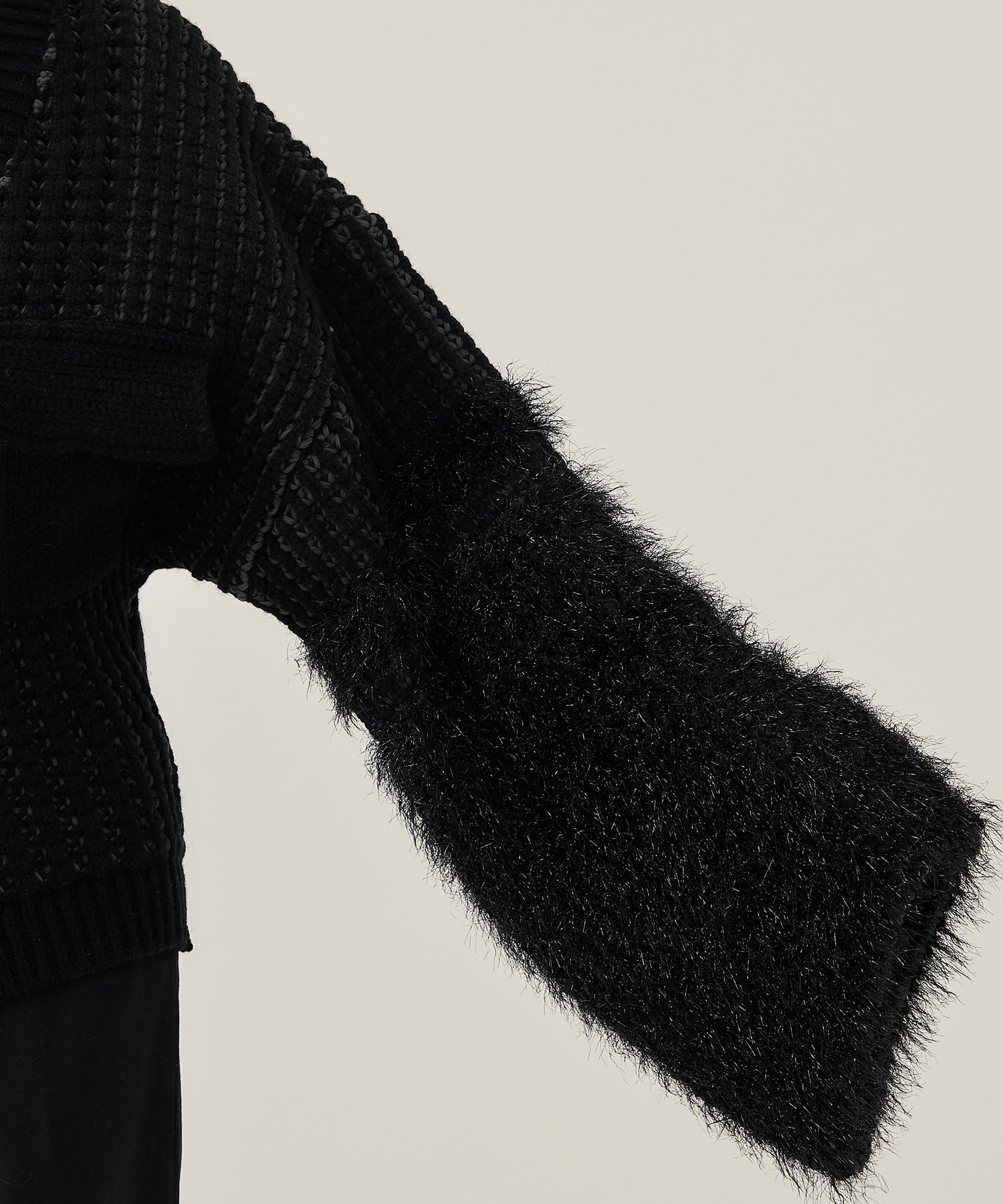Fur yarn Knit Cardigan EBONY