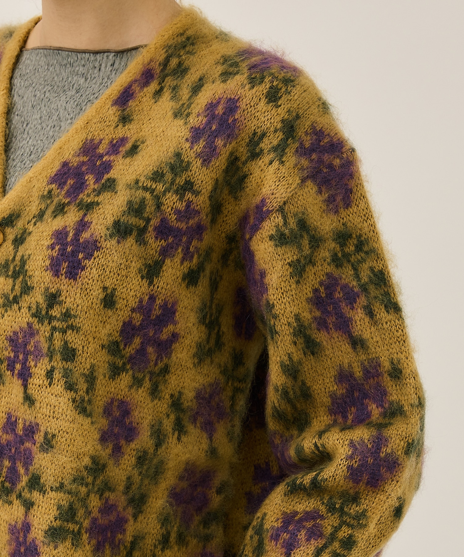 Mohair Cardigan - Flower(S YELLOW): Needles: WOMENS｜ STUDIOUS