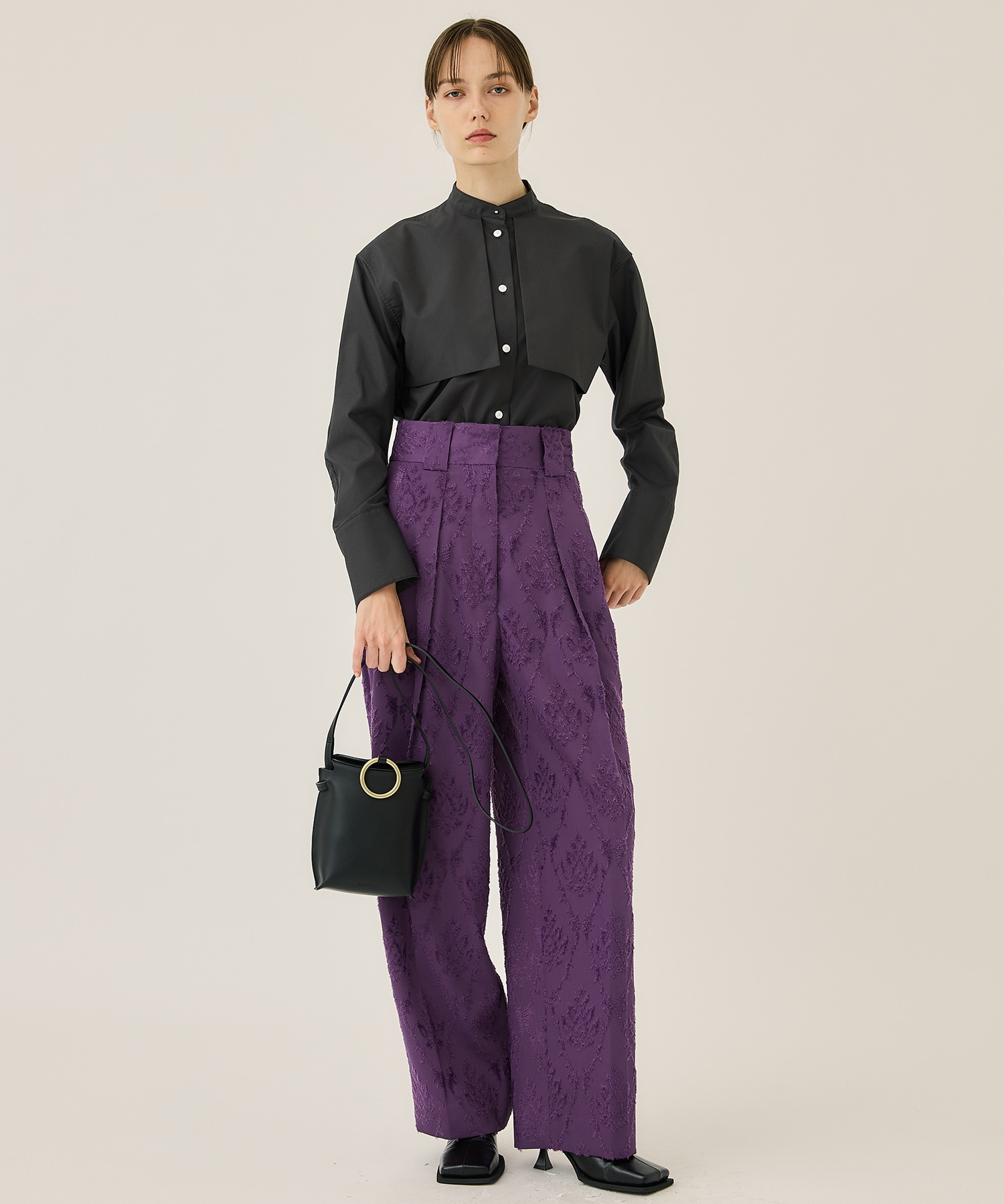 CUT JACQUARD　TWO TUCK PANTS CINOH