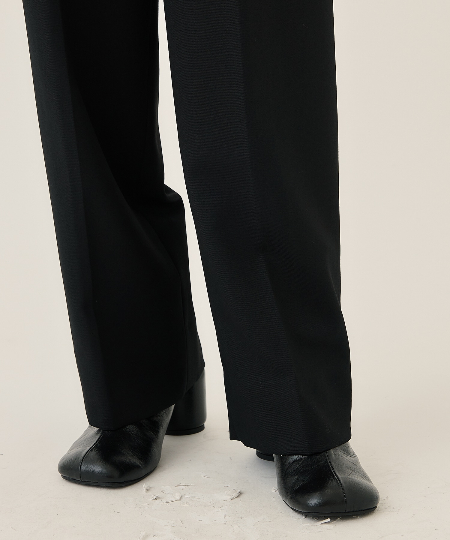 BLACK FORMAL DOUBLE BELT TWO TUCK PANTS(36 BLACK): CINOH: WOMENS