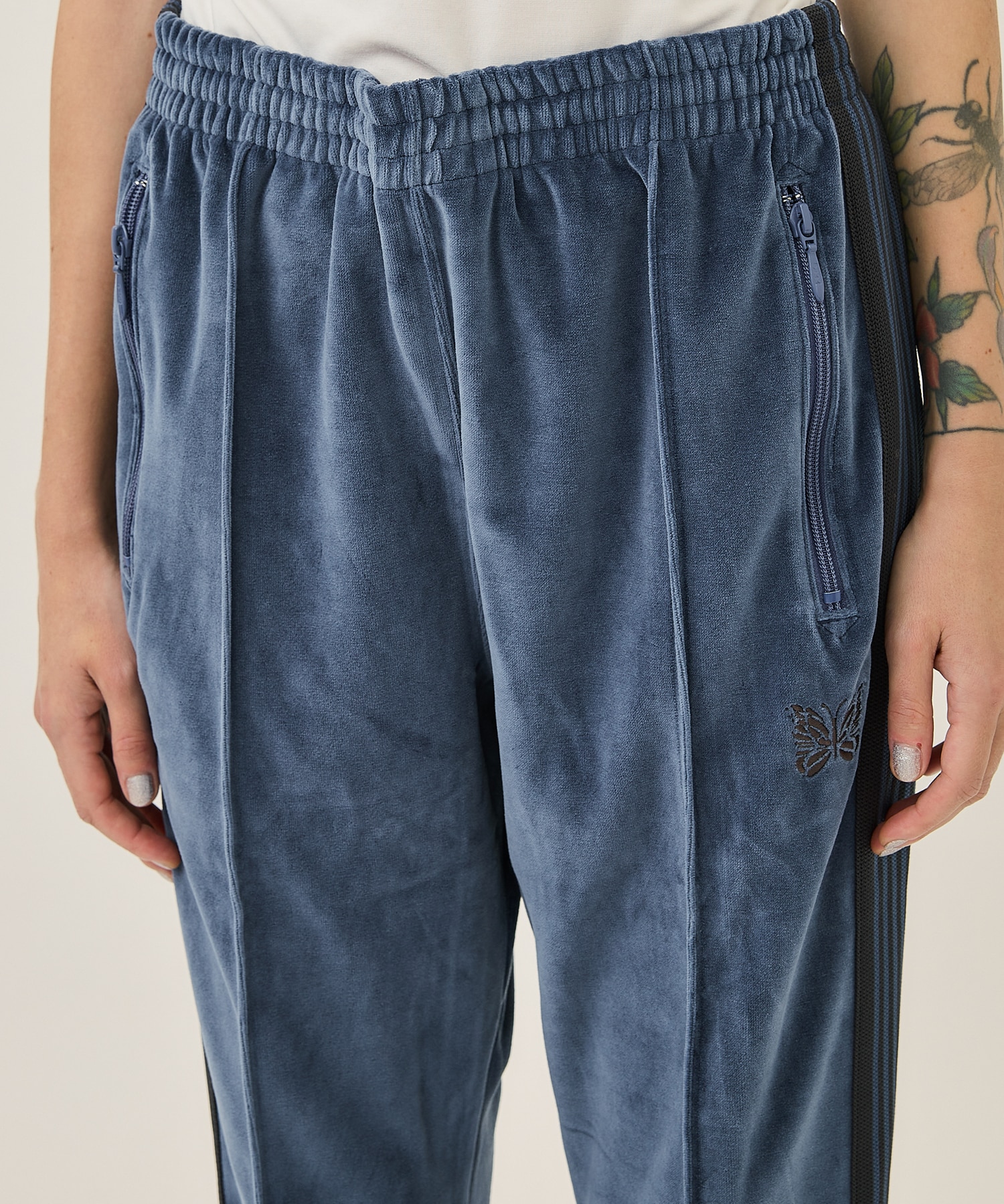 Narrow Track Pant-C/Pe Velour Blue