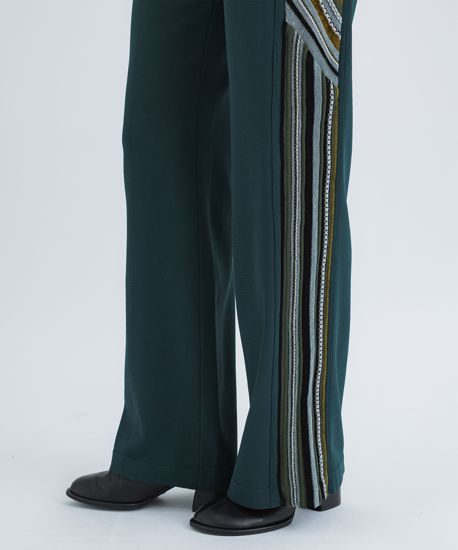 Stripe Jacquard Knitted Trousers(1 KHAKI): Mame Kurogouchi: WOMENS ...