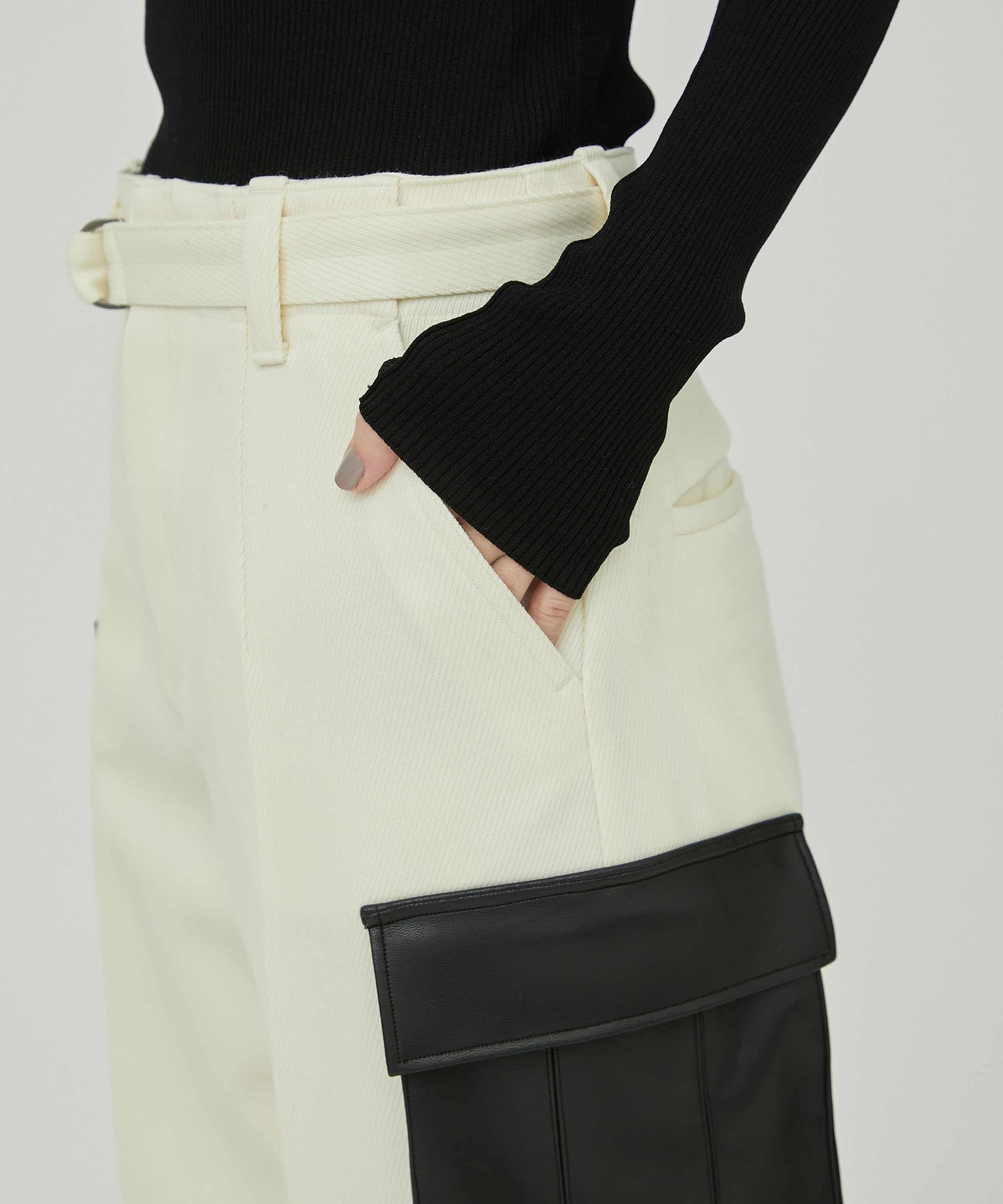 FAKE LEATHER 8POCKET PANTS 