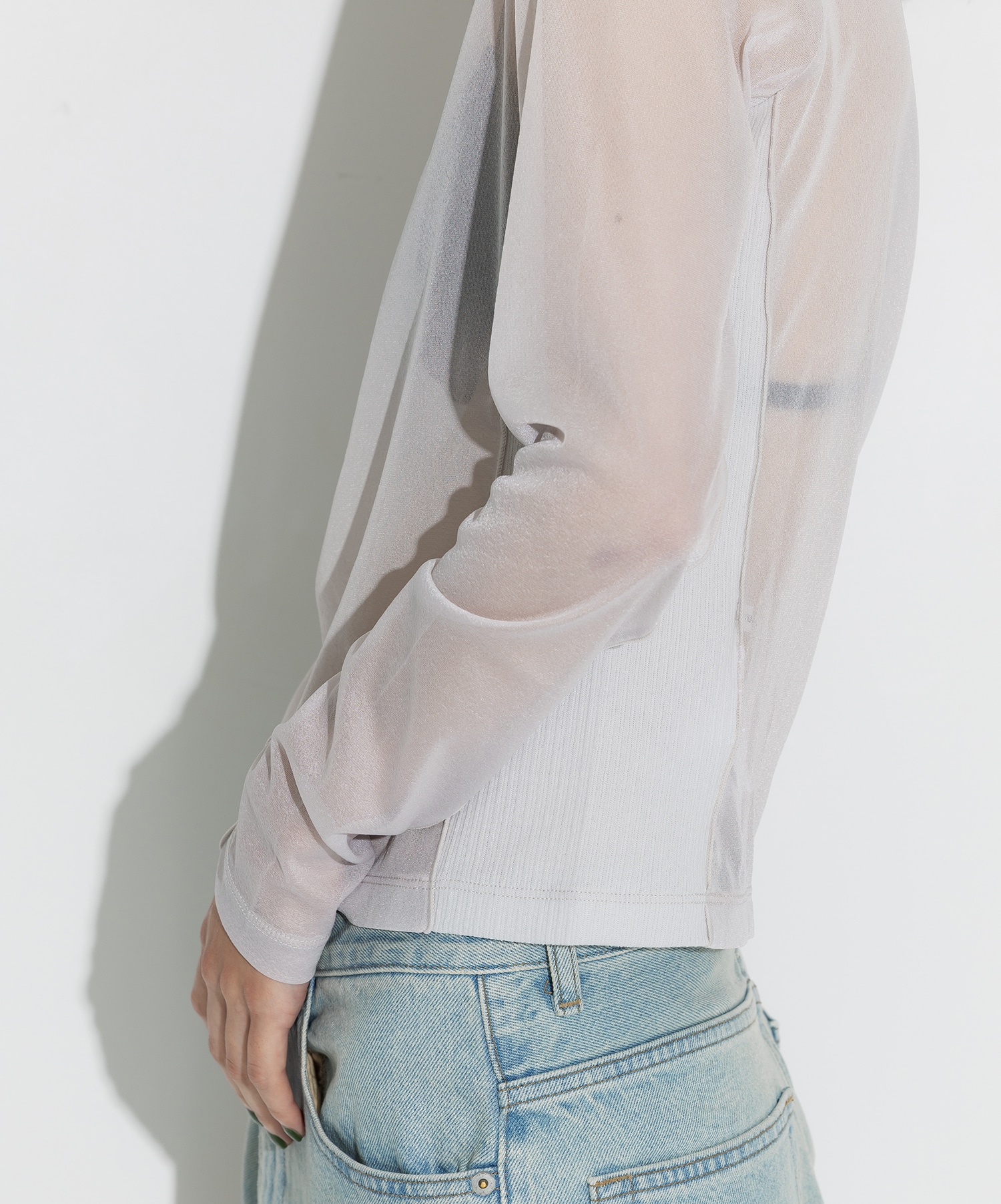 Rib Paneled Sheer Top STUDIOUS