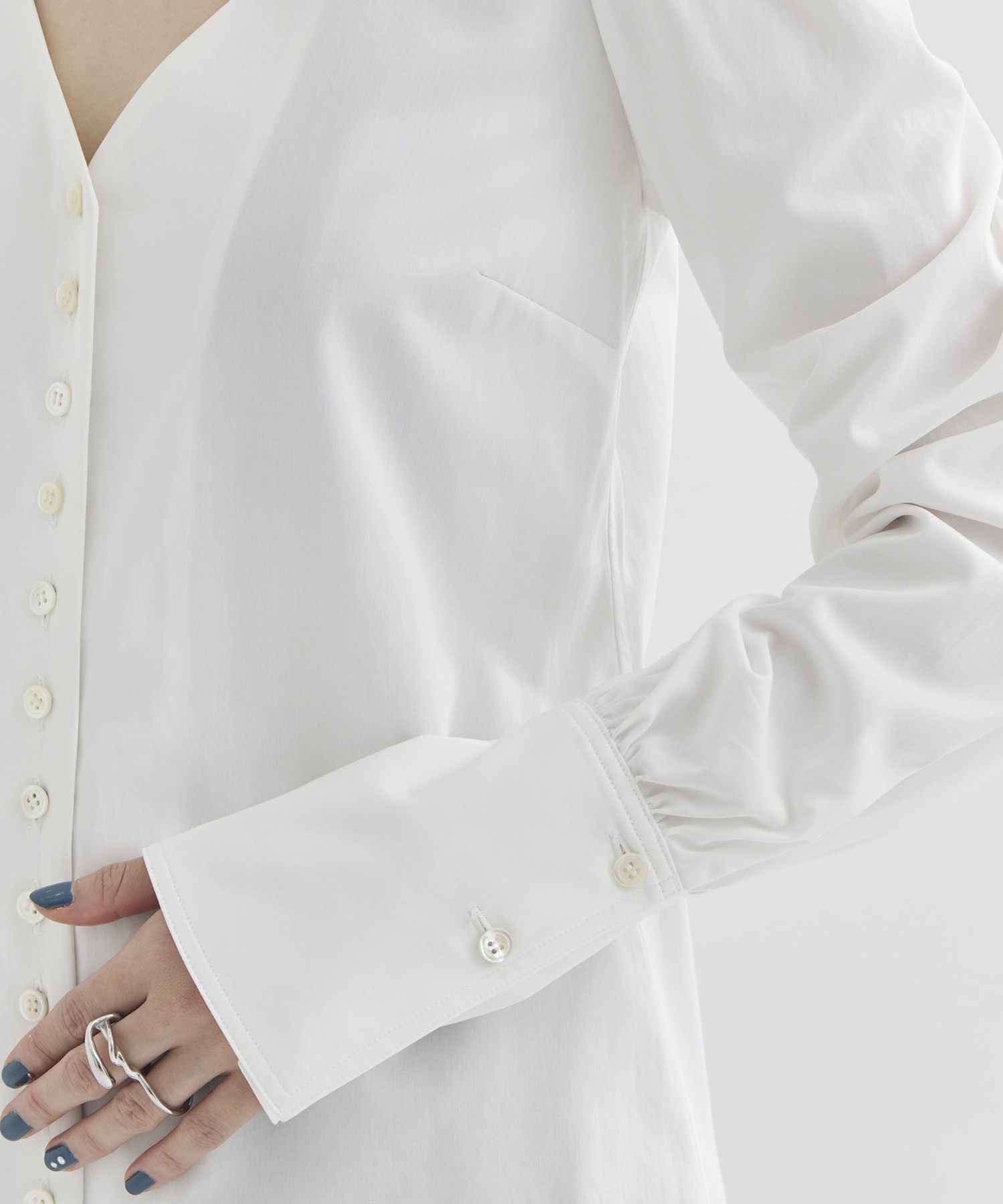 PUFF-SLEEVED COTTON SATIN SHIRT FETICO