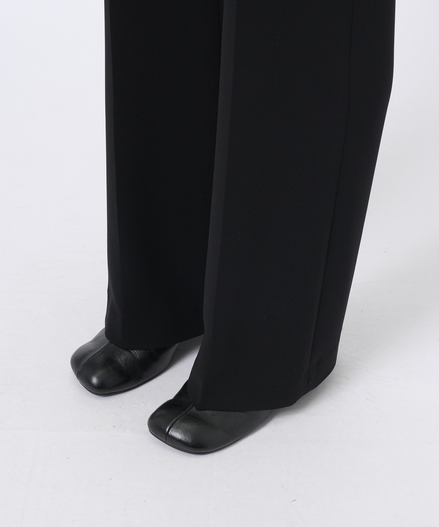 Acetate Polyester High Waisted Center Creased Suit Trousers Mame Kurogouchi