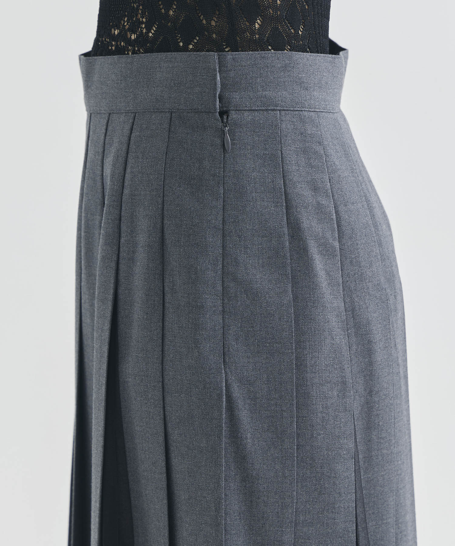 WOOL & TULLE COMBINED PLEATED SKIRT FETICO