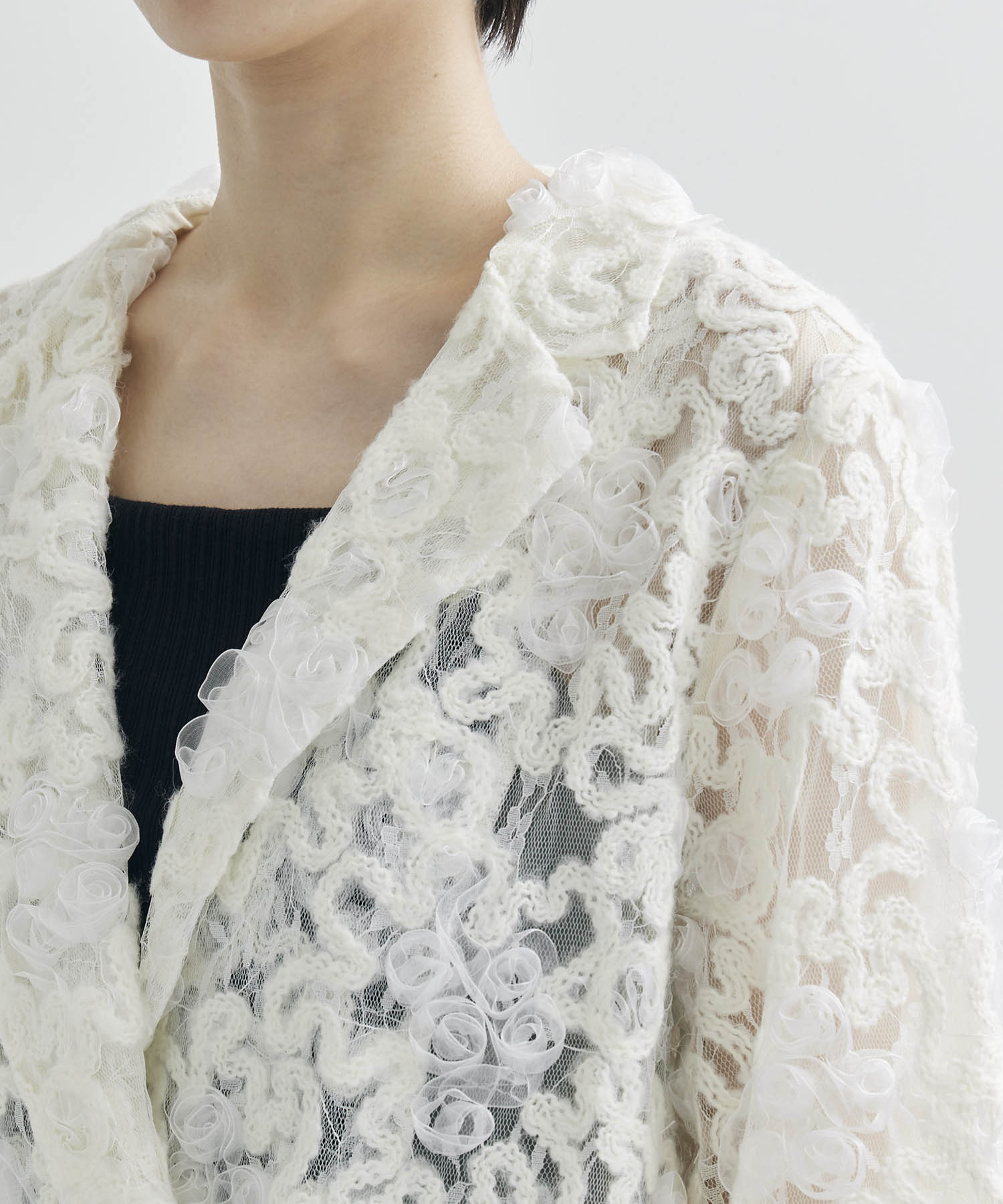 FLOWER MIX LACE SHEER JACKET AMERI