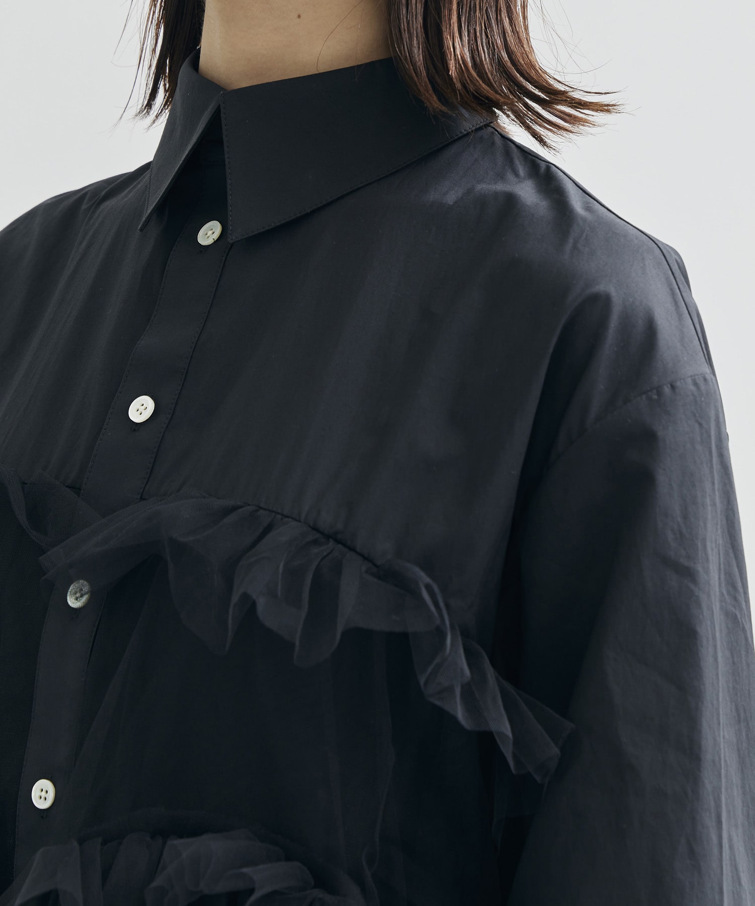 Shirt with Swell Ruffle Tulle VIVIANO