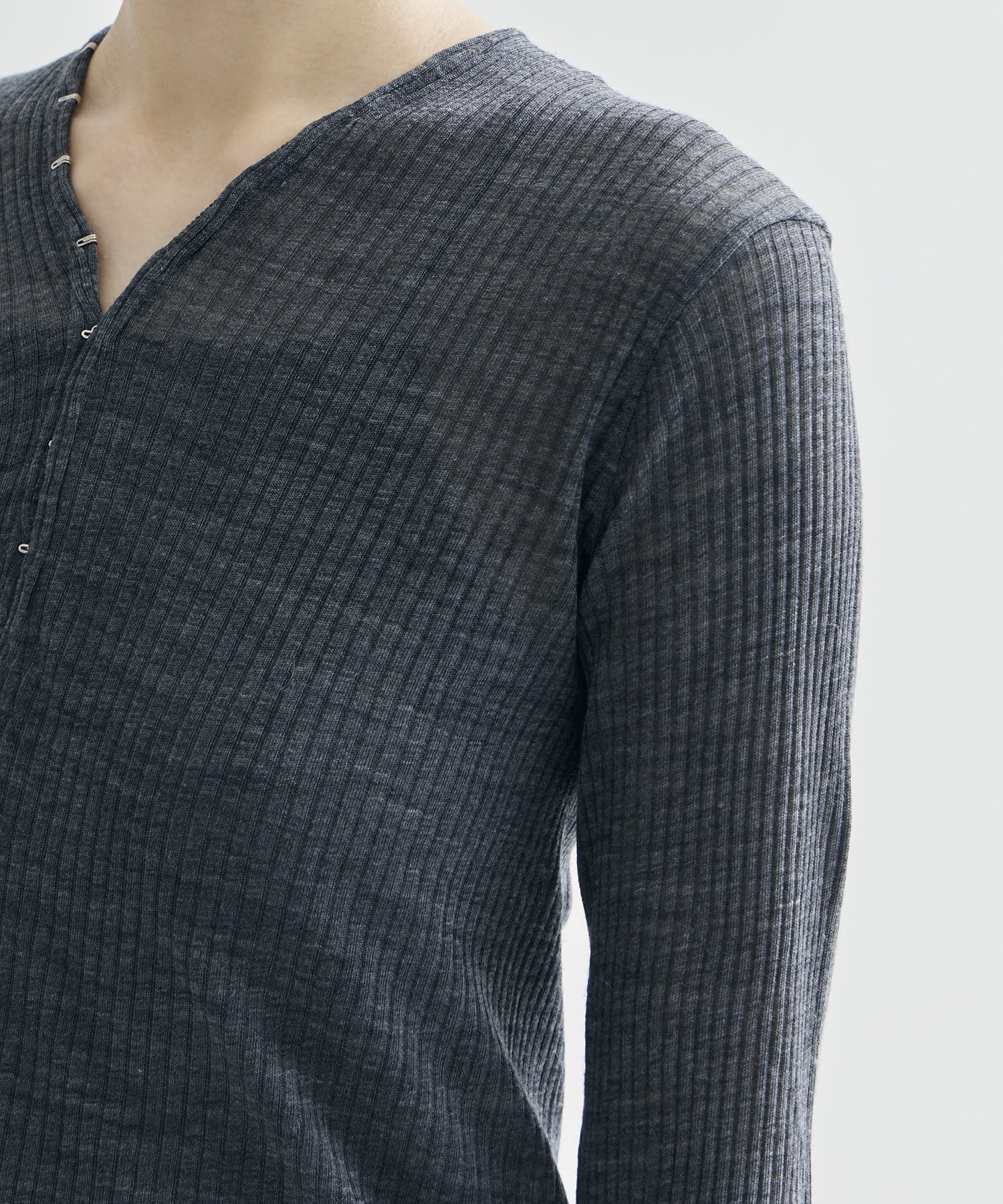 WOOL RIB CREW NECK TOP WITH HOOK JOHN LAWRENCE SULLIVAN