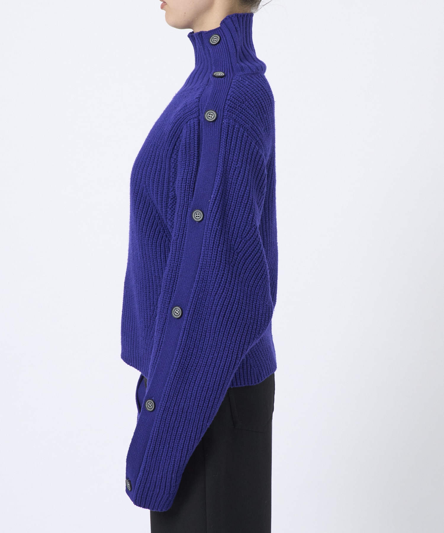 Button Sleeve Wool Knit Top STUDIOUS