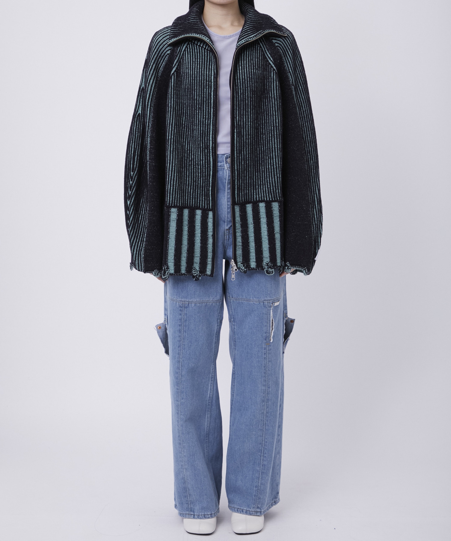 リバーシブルZip knit coat PEIEN