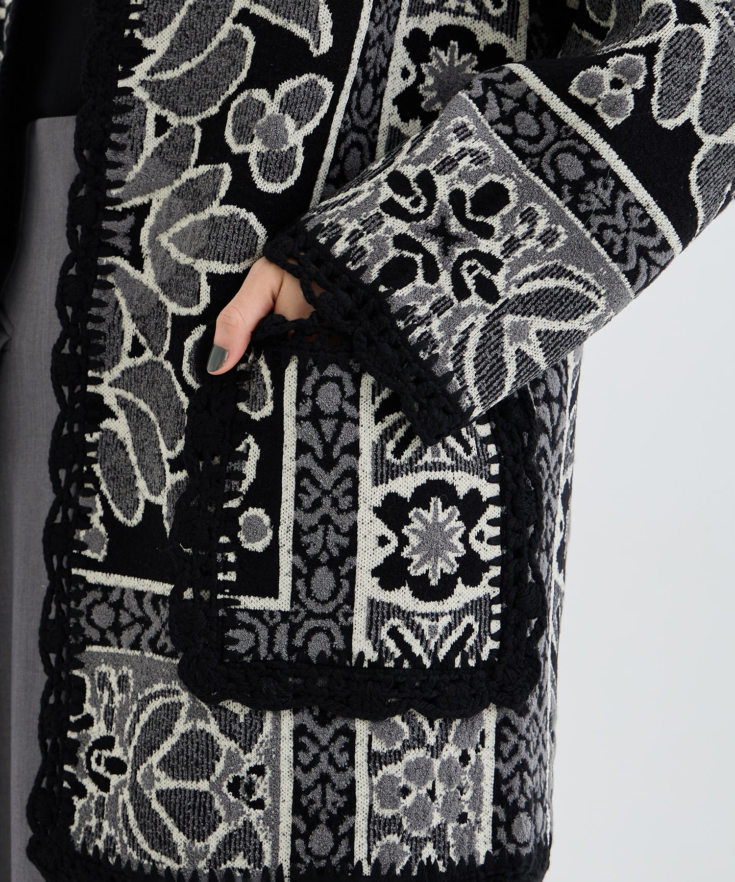 RUG PATTERN KNIT JACKET AMERI