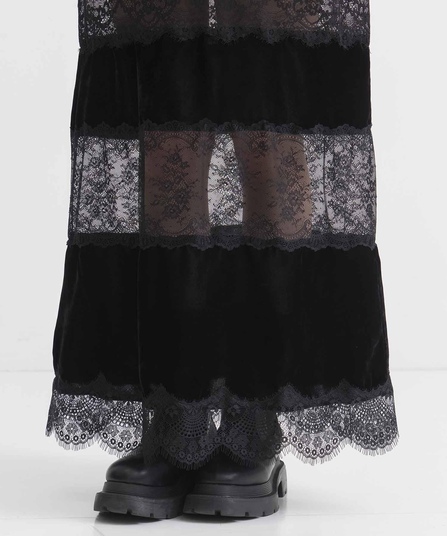 別注 black lace velour camisole dress tanakadaisuke