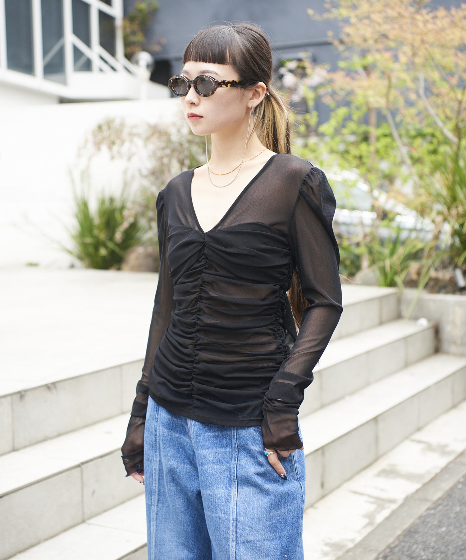 別注 TULLE GATHERED TOP FETICO