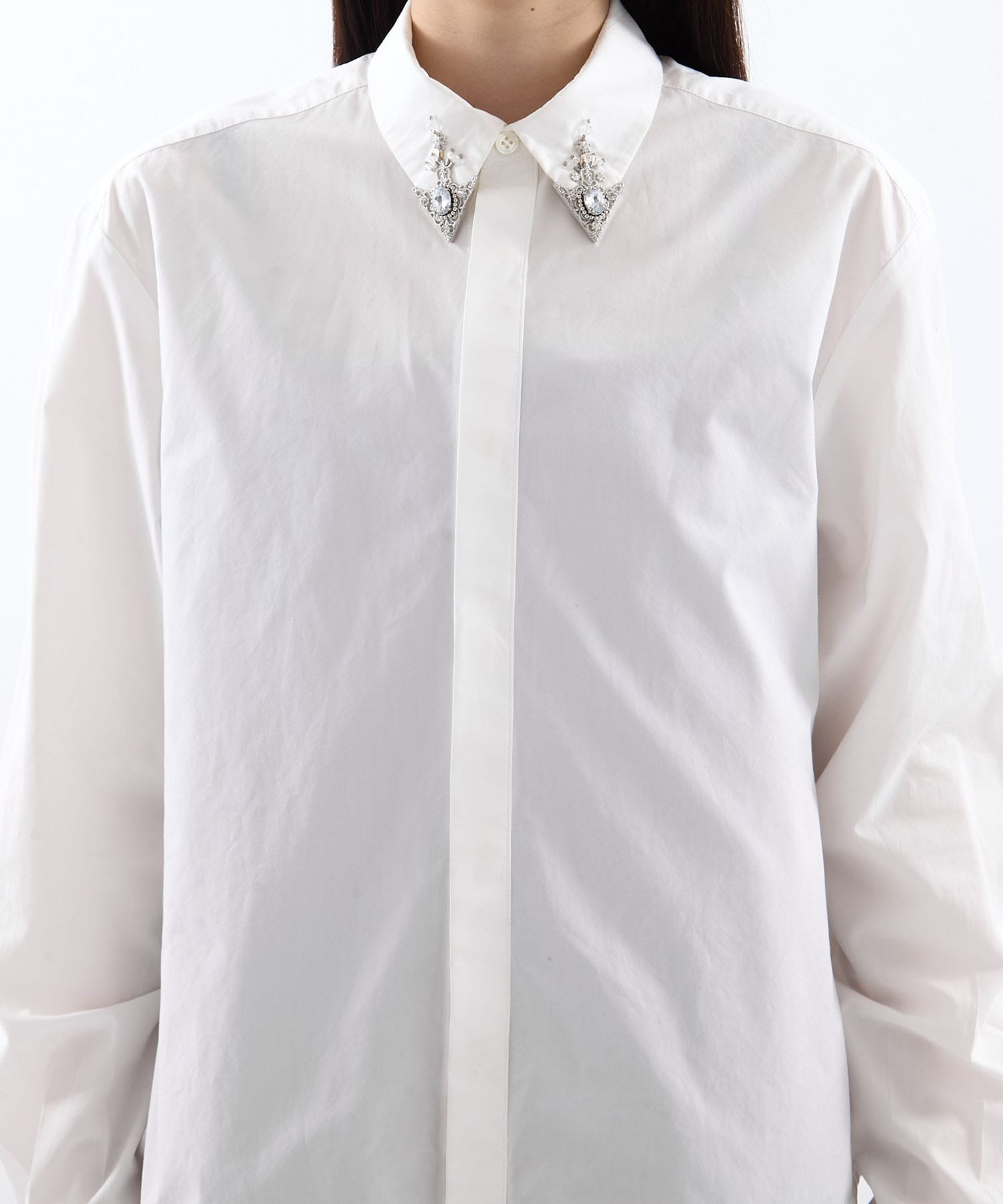 crystal silver tip lapel shirt tanakadaisuke
