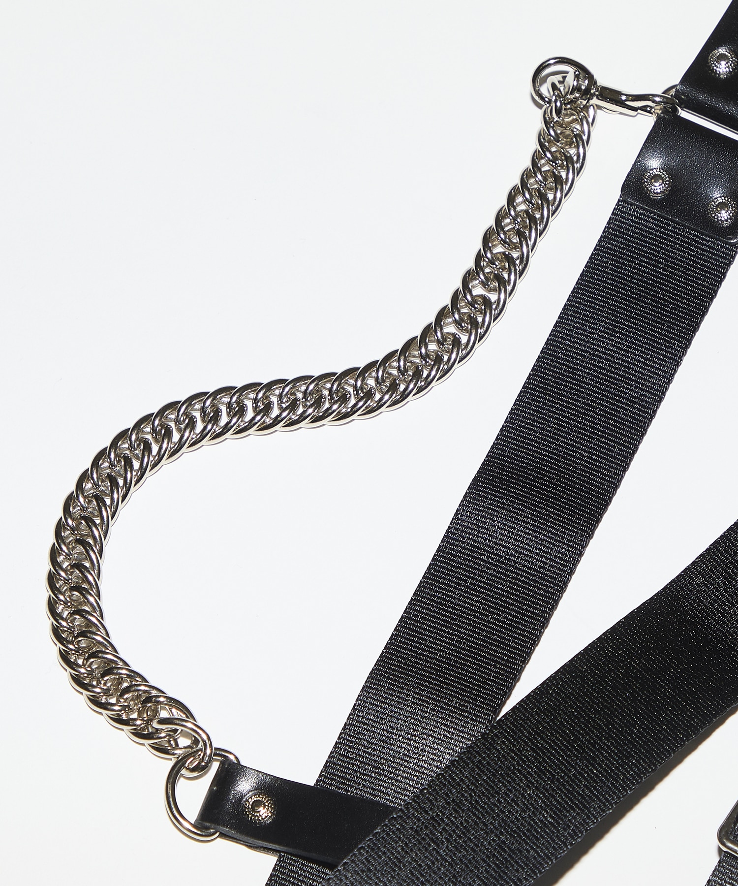 Leather nylon belt with chain TOGA