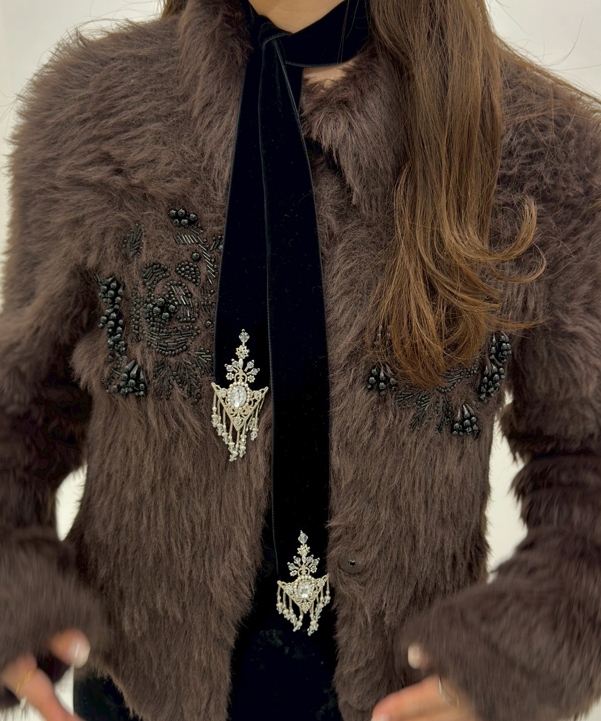 tanakadaisuke velvet long ribbon リボン tanakadaisuke(タナカダイスケ)|リボン| crystal silver tip velvet