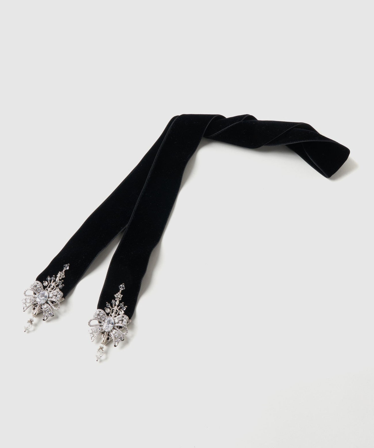 ribbon bijou velvet long ribbon Black tanakadaisuke