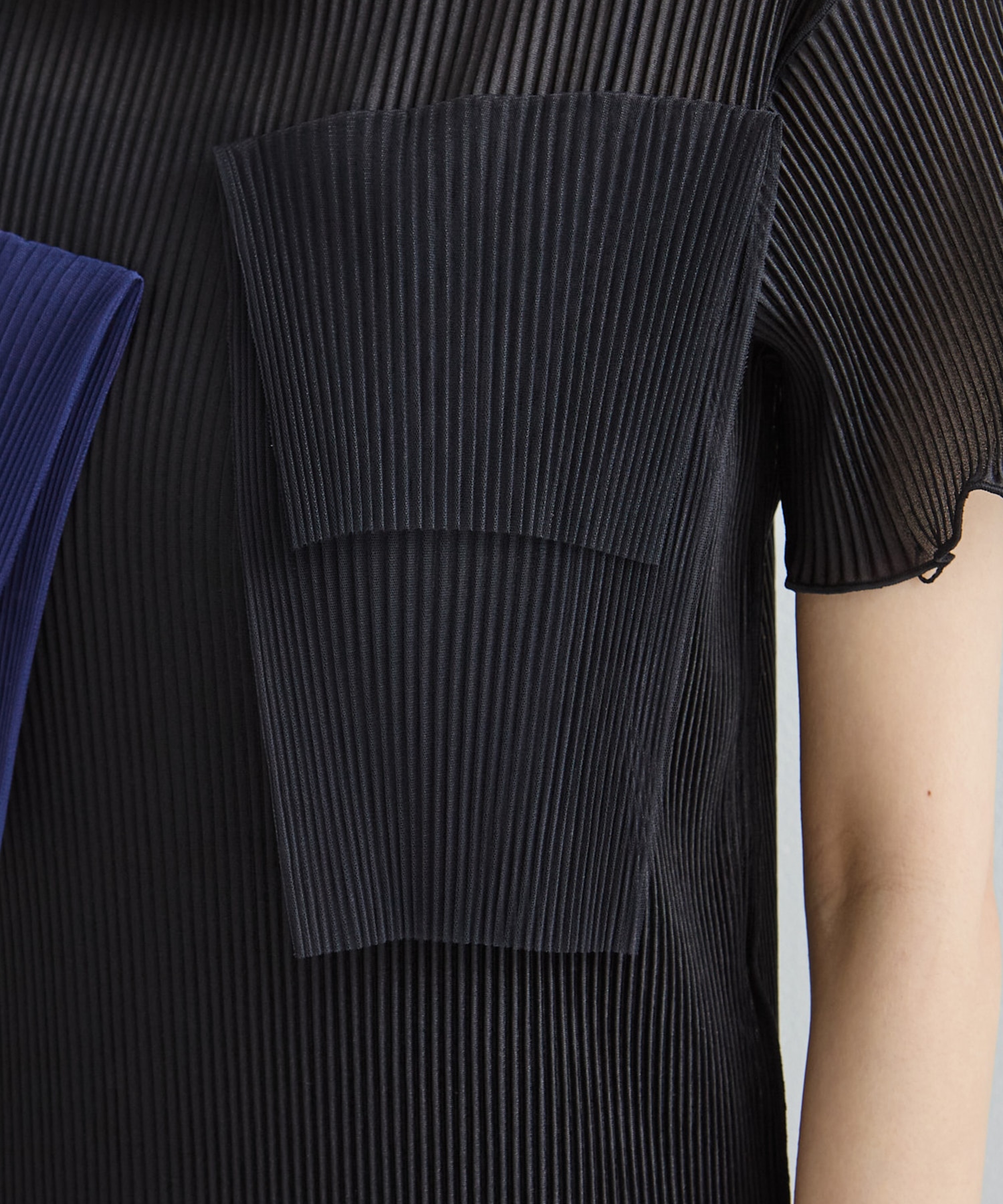 別注SHEER LAYERED SHORT SLEEVE HIGH NECK DRESS(S BLACK