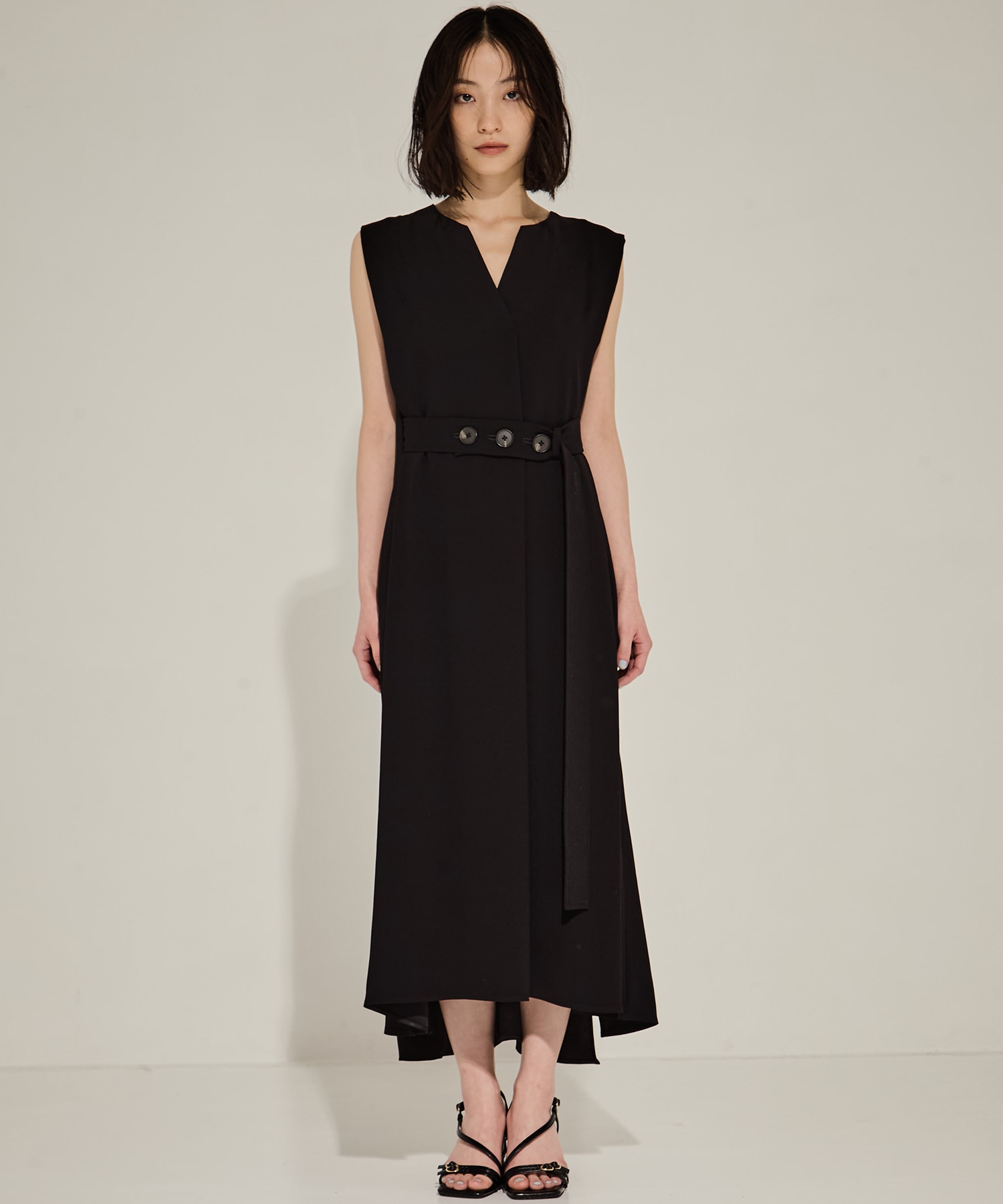 Back Satin Belted Dress STUDIOUS