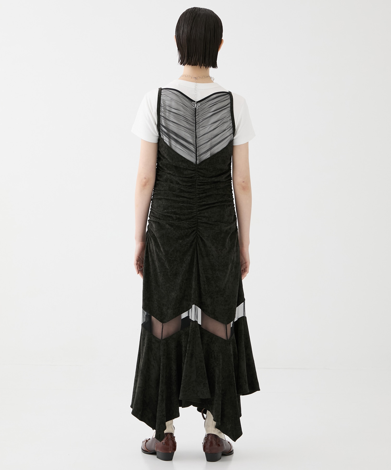 別注 VELOUR SHEER CUT HEM DRESS FETICO