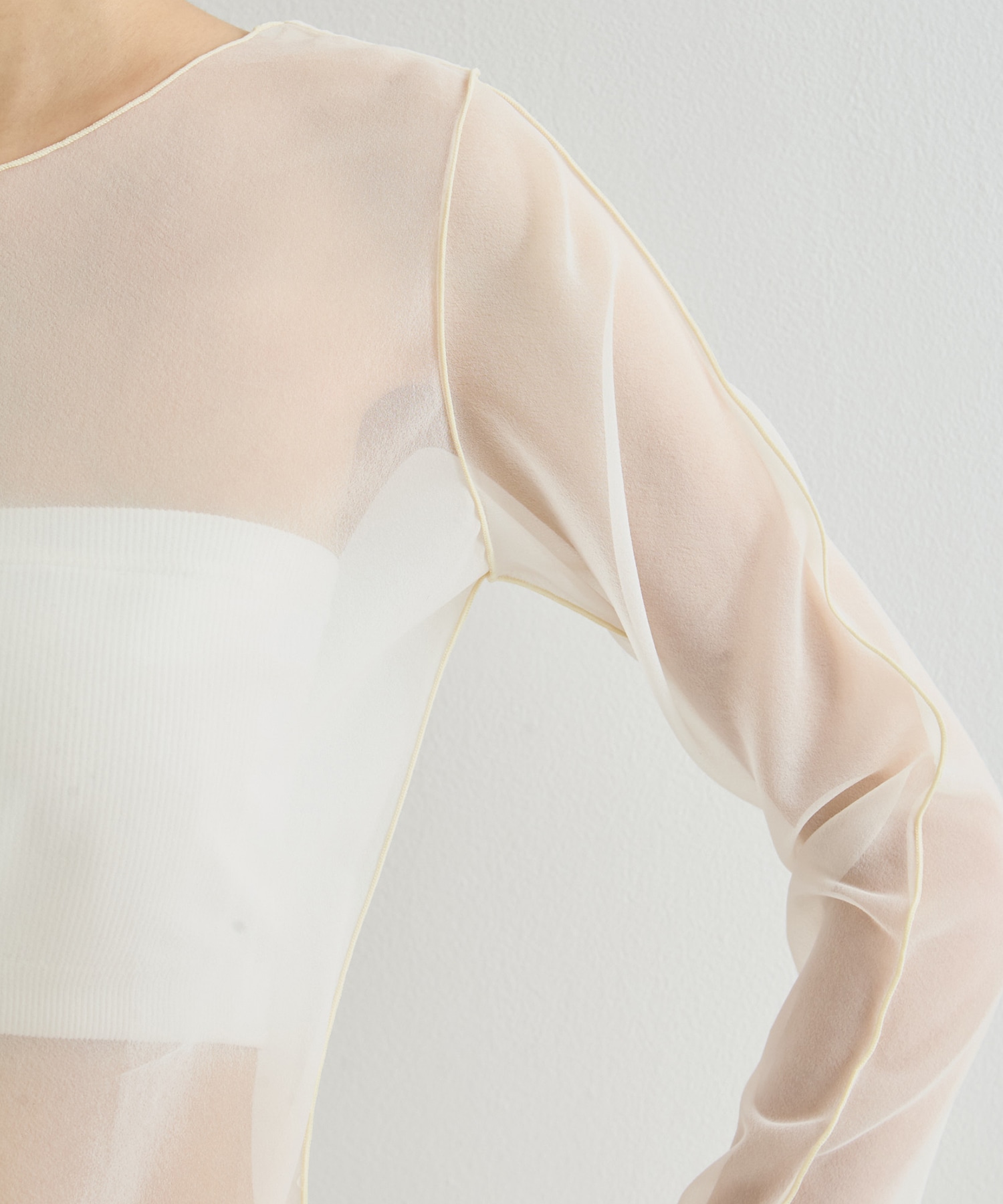 Gathered Sleeve Sheer Top STUDIOUS