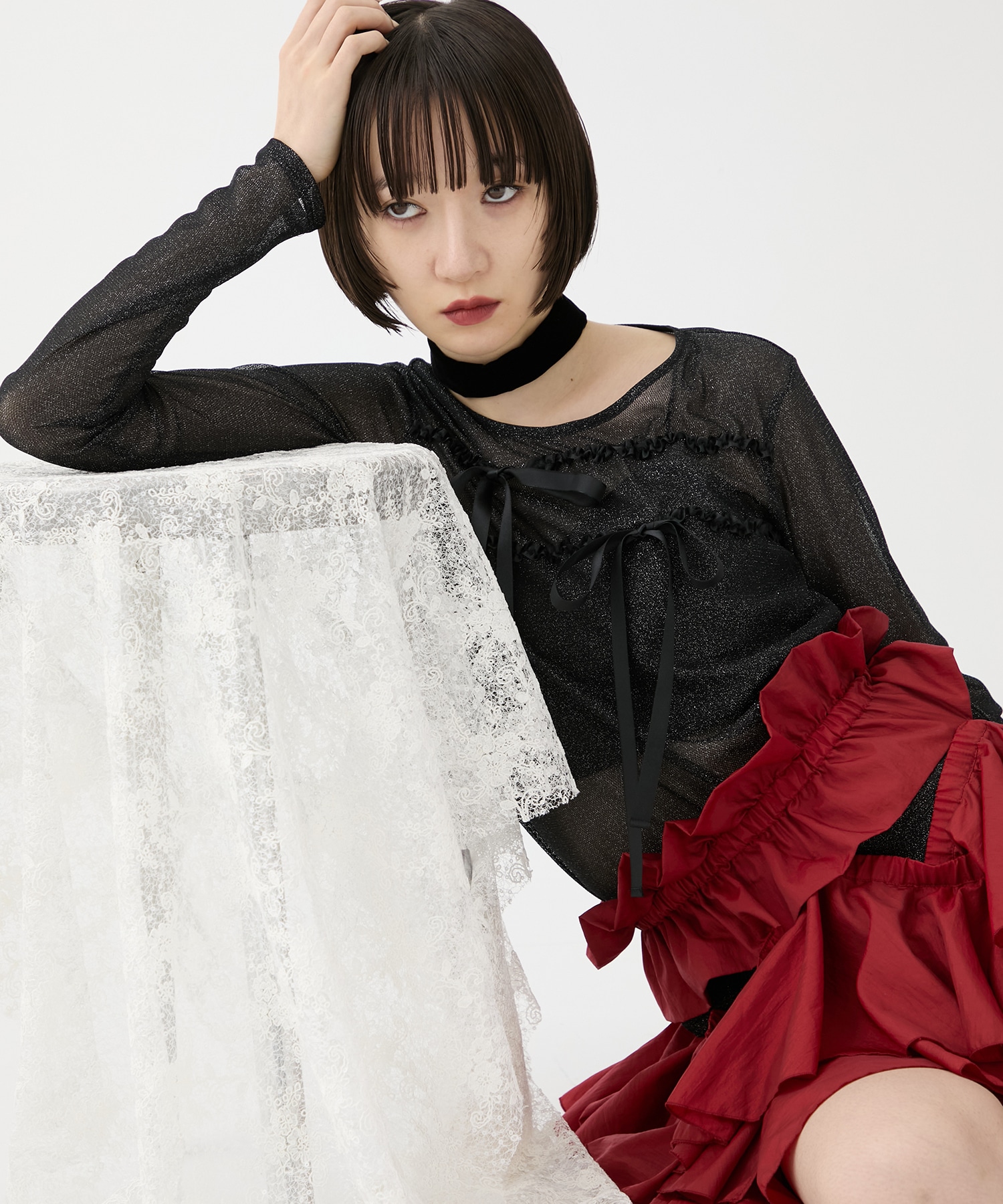別注SHEER RIBON SKIN TOPS HOUGA