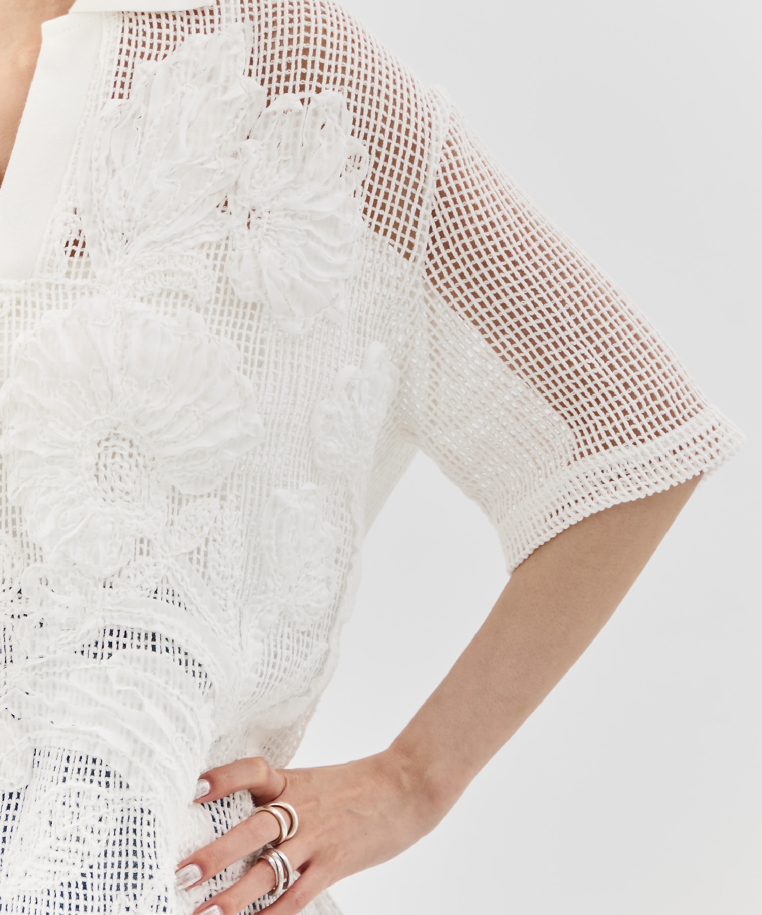 MESH EMBROIDERY POLO SHIRT TAAKK