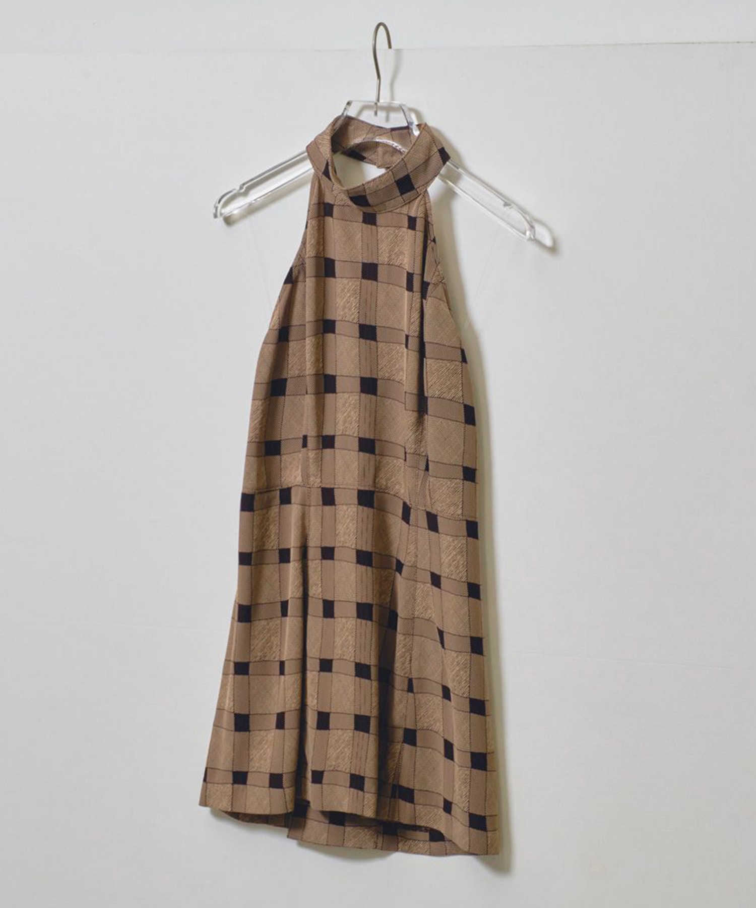 Halterneck Checkjaquard Top TODAYFUL