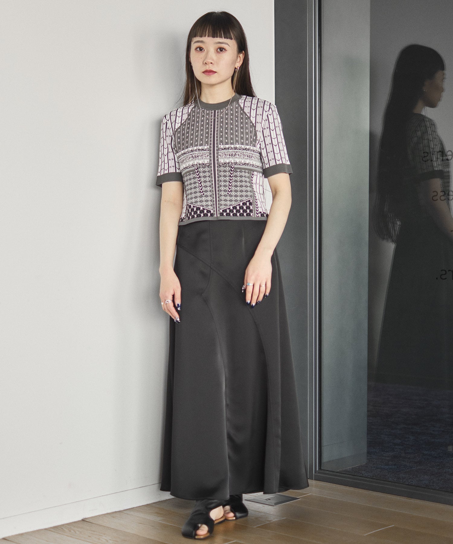 Geometric Pattern Knitted Top Mame Kurogouchi