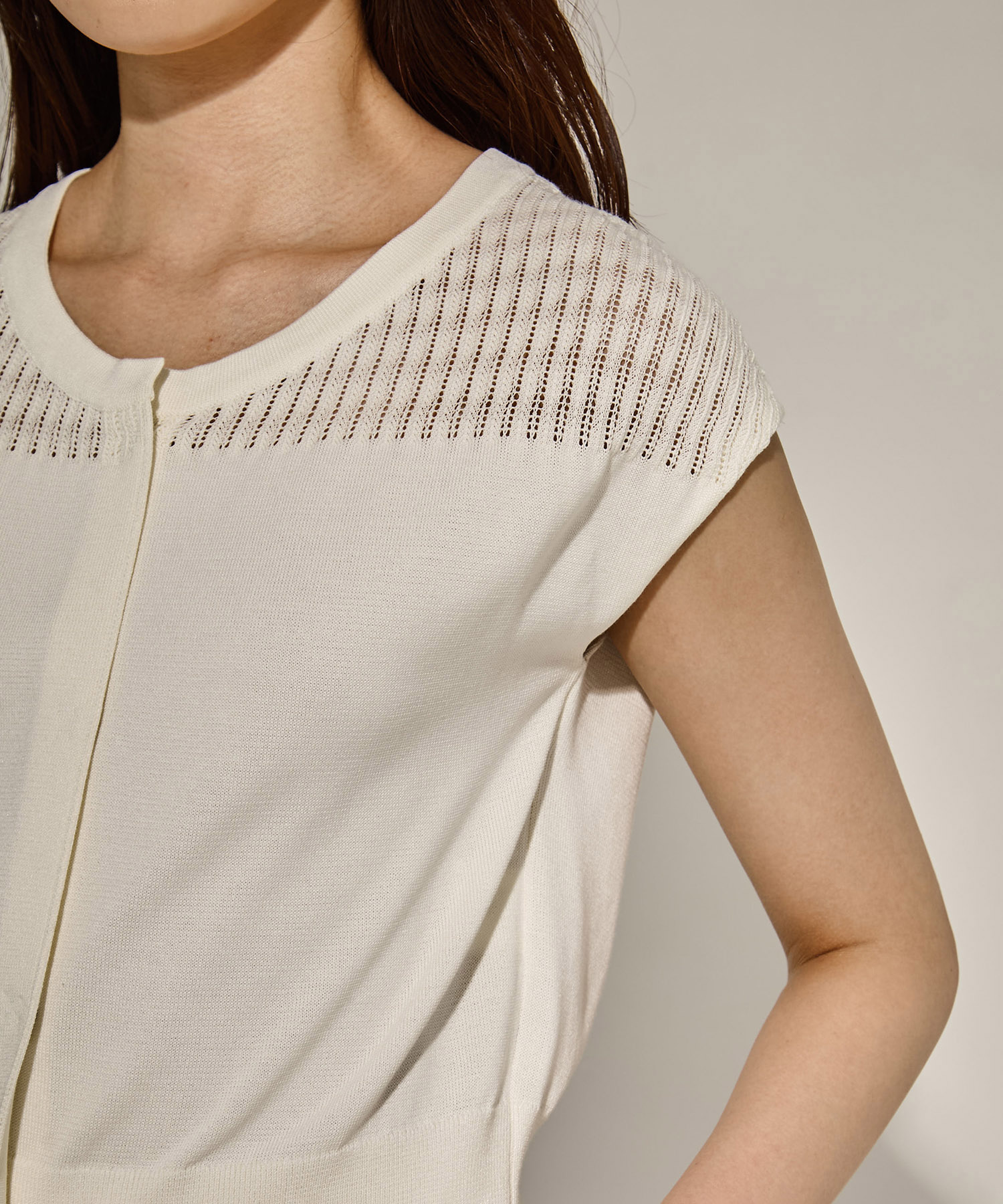 別注lace nosleeve cardigan WRAPINKNOT