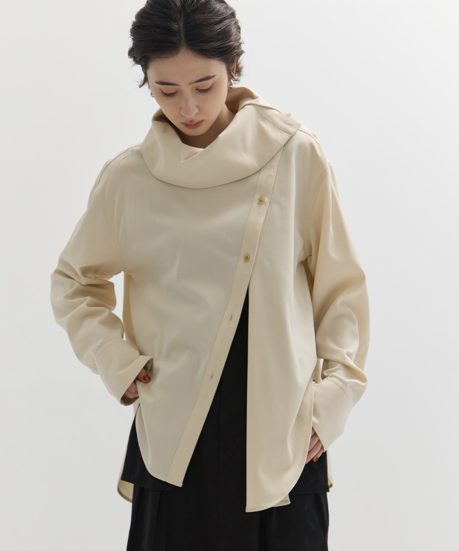 Viscose Wool Big Collar Shirt STUDIOUS