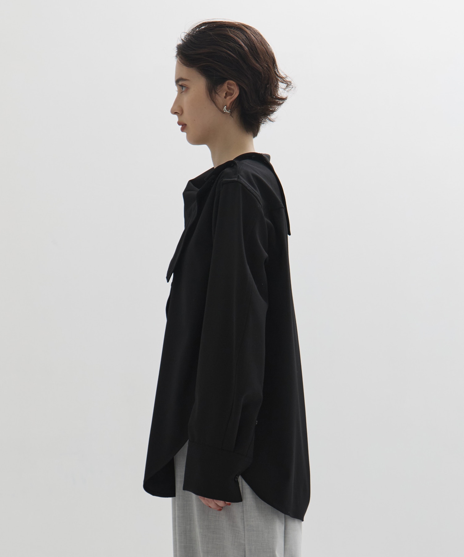 Viscose Wool Big Collar Shirt STUDIOUS