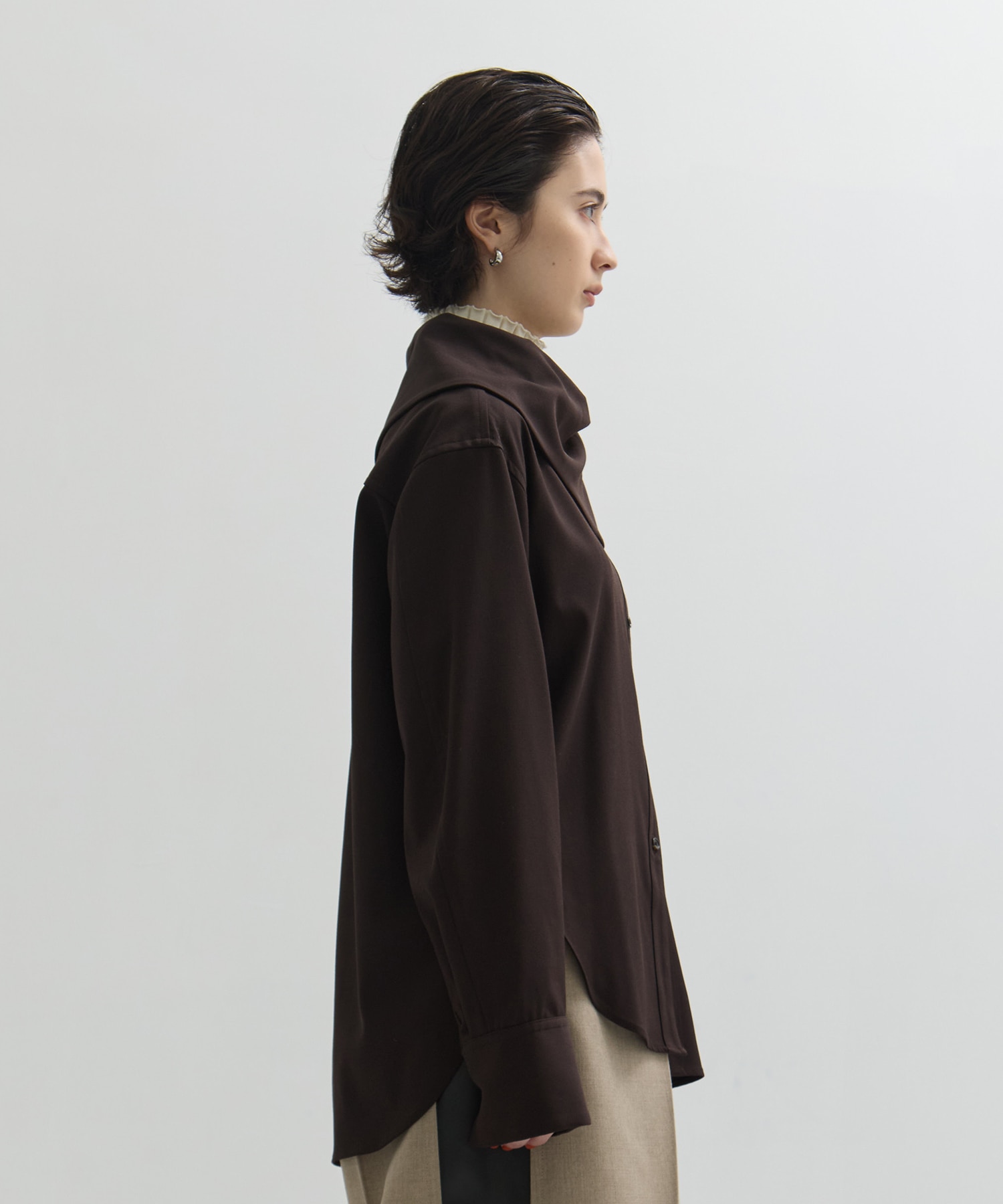 Viscose Wool Big Collar Shirt STUDIOUS