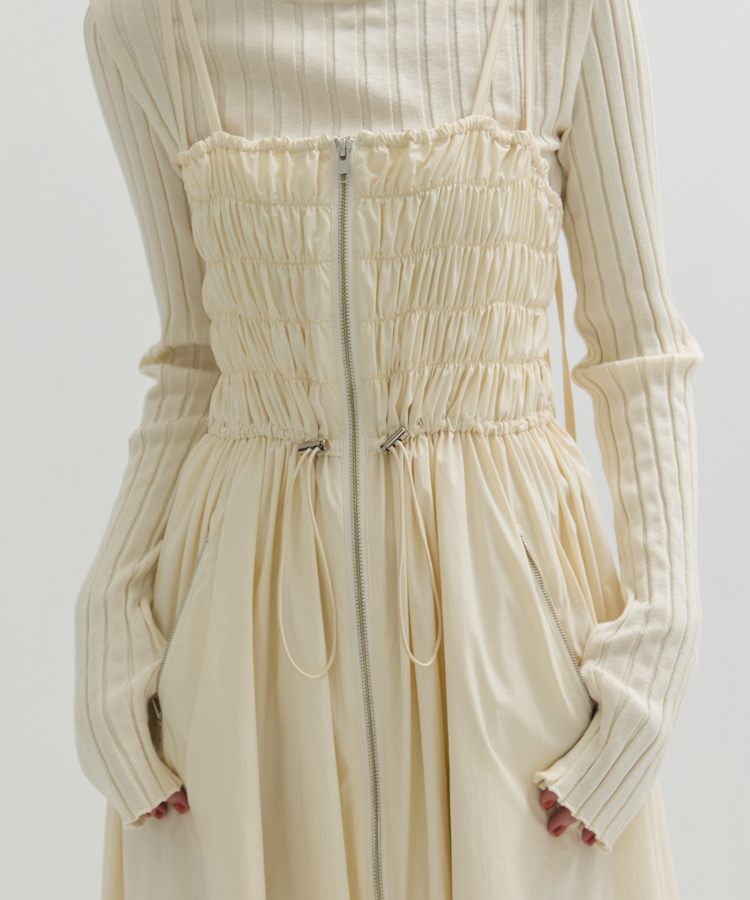 SHIRRING ZIP CAMISOLE DRESS STUDIOUS