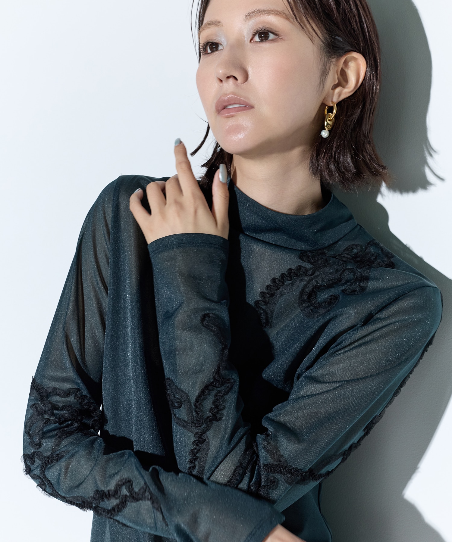 Moon road embroidered sheer top MURRAL
