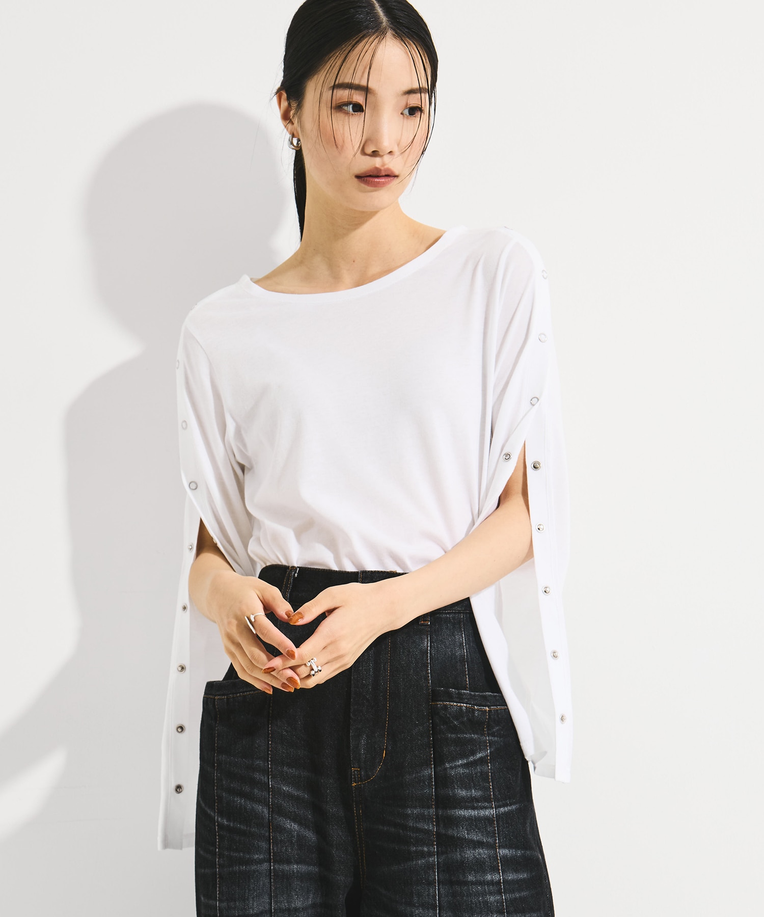 SHOULDER SNAP LONG SLEEVE TEE STUDIOUS