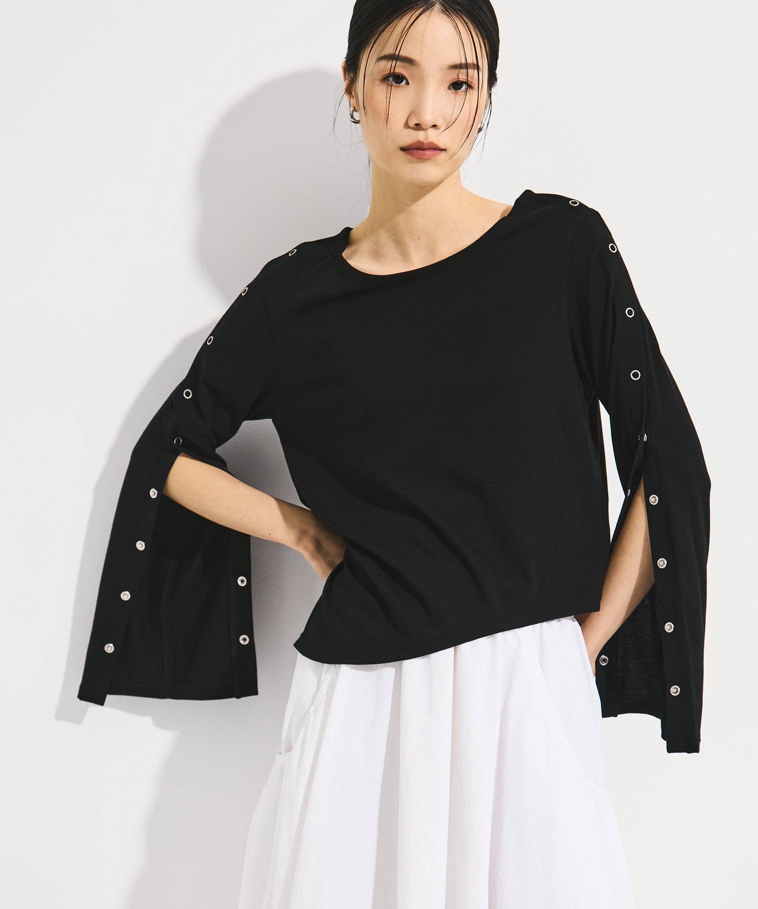 SHOULDER SNAP LONG SLEEVE TEE STUDIOUS