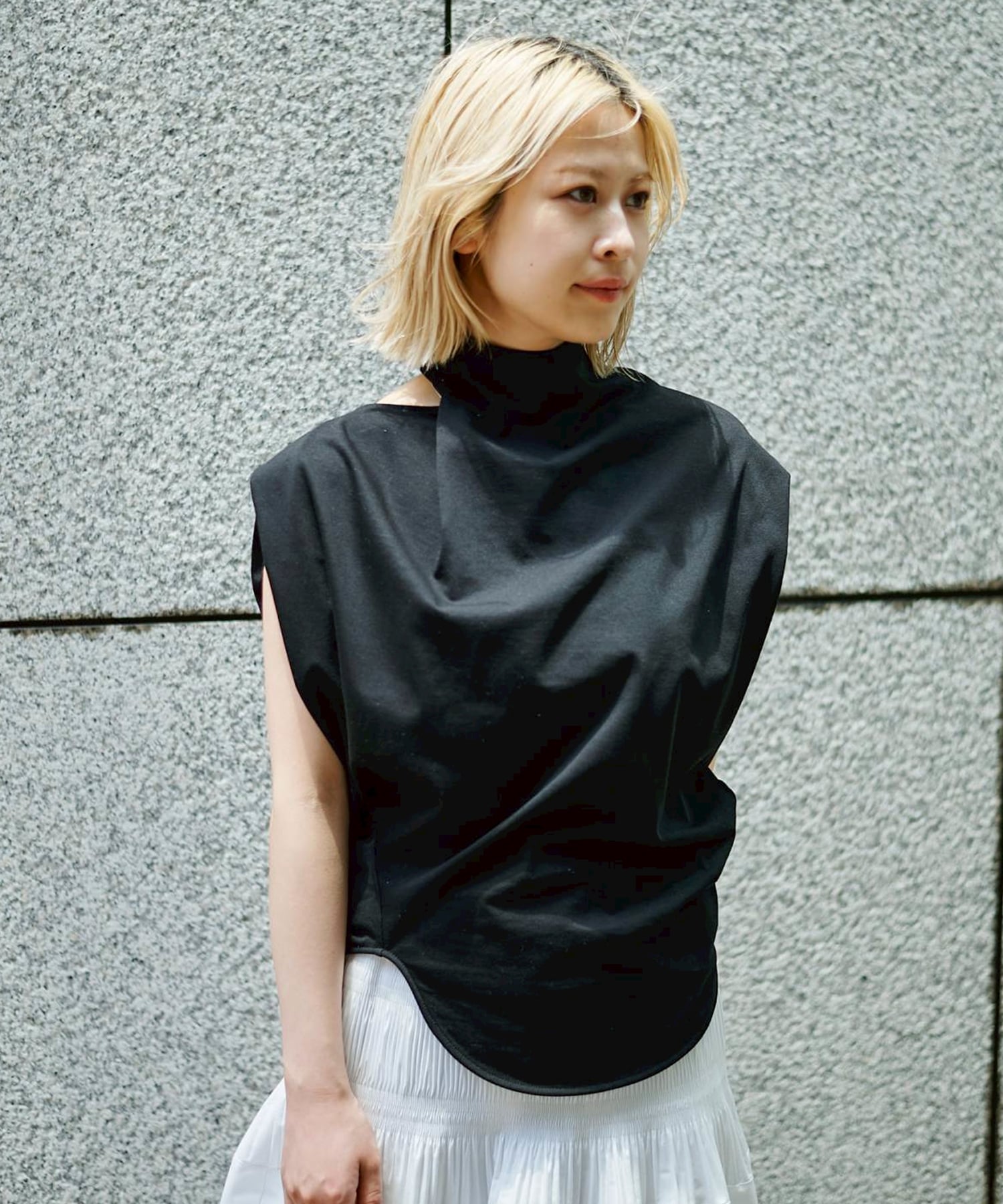 その他 ryo2444 Cotton Jersey Asymmetry Top(1 BLACK): Mame Kurogouchi